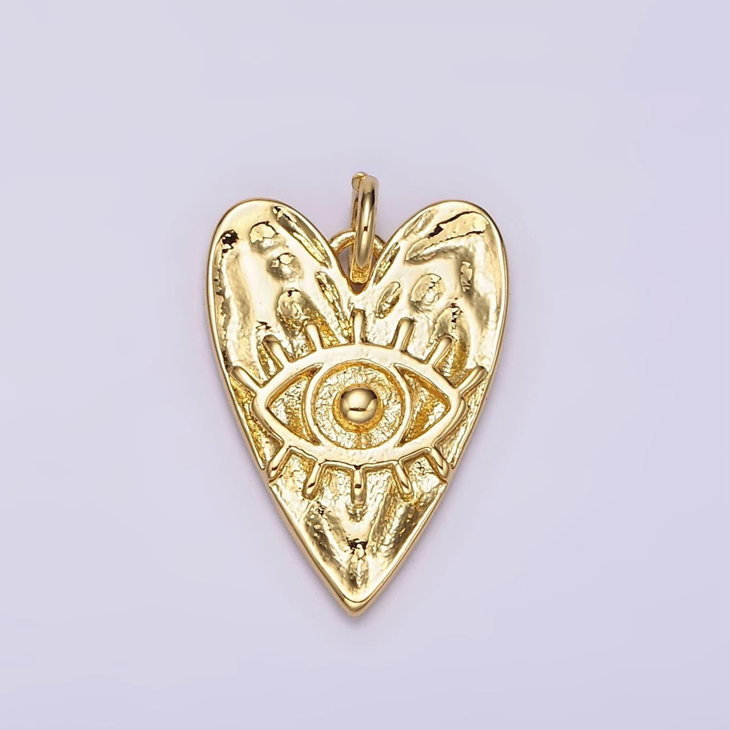 Dainty gold evil eye charm rustic heart shaped charm greek eye of ra pendant for necklace bracelet component ac910