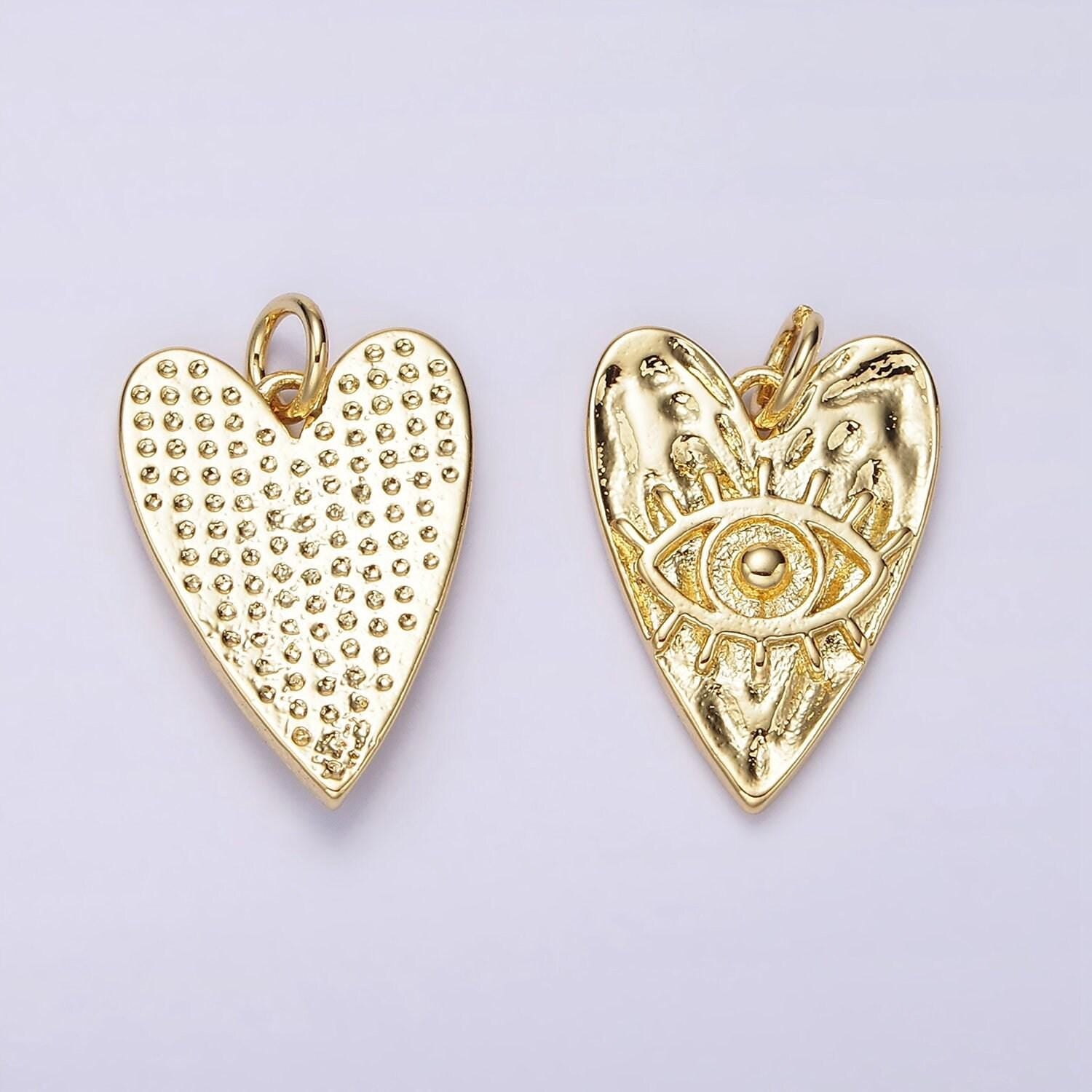 Dainty gold evil eye charm rustic heart shaped charm greek eye of ra pendant for necklace bracelet component ac910