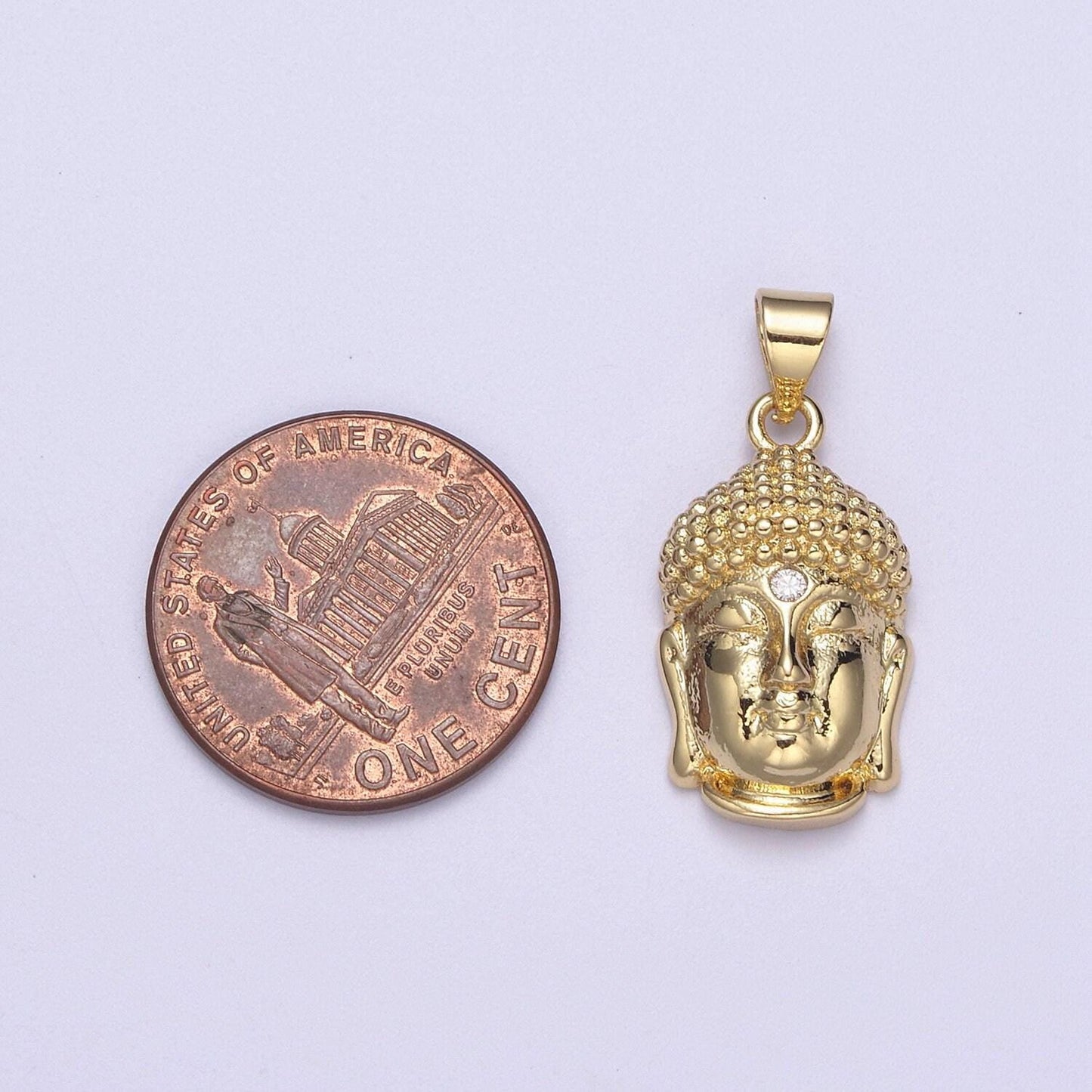 Buddha head gold pendant necklace charm h-129
