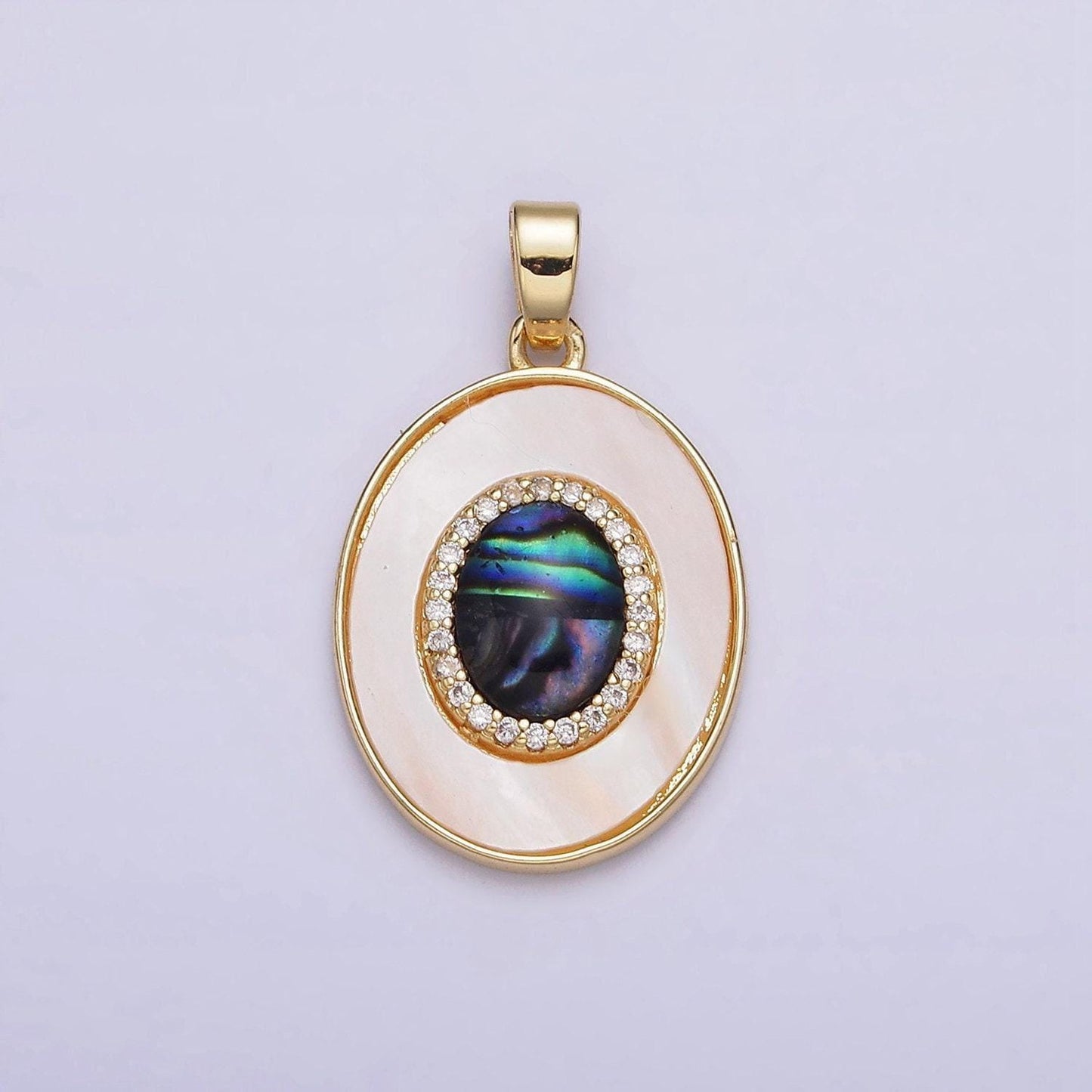 16k gold filled white shell pearl oval abalone charm geometric jewelry inspired wedding dangle charm | aa567