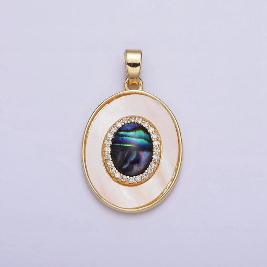 16k gold filled white shell pearl oval abalone charm geometric jewelry inspired wedding dangle charm | aa567