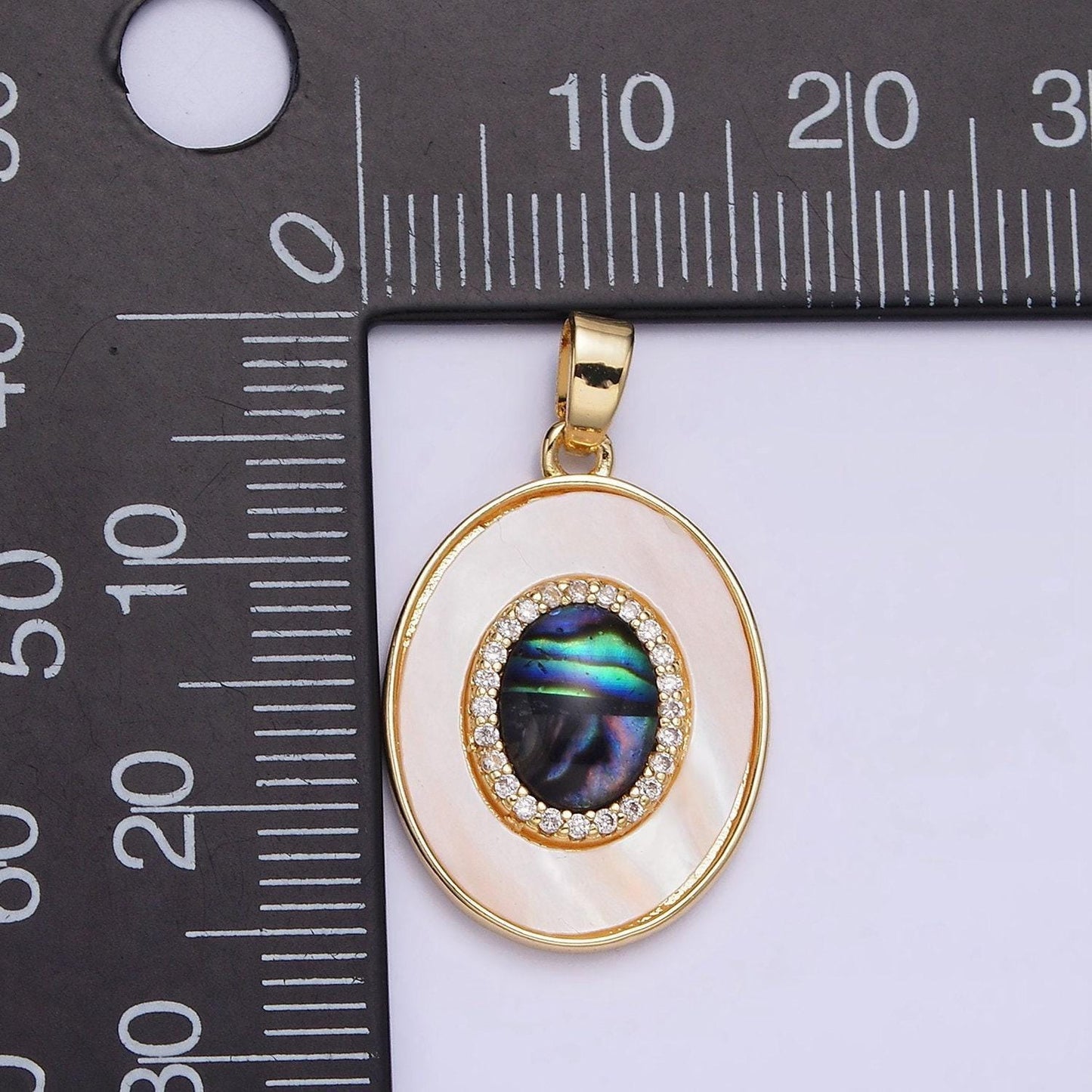16k gold filled white shell pearl oval abalone charm geometric jewelry inspired wedding dangle charm | aa567