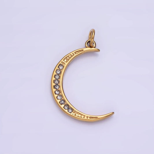 Dainty moon charm, micro pave cz small crescent moon charms, dainty pave moon charm, dangle charms for jewelry supply p-1377