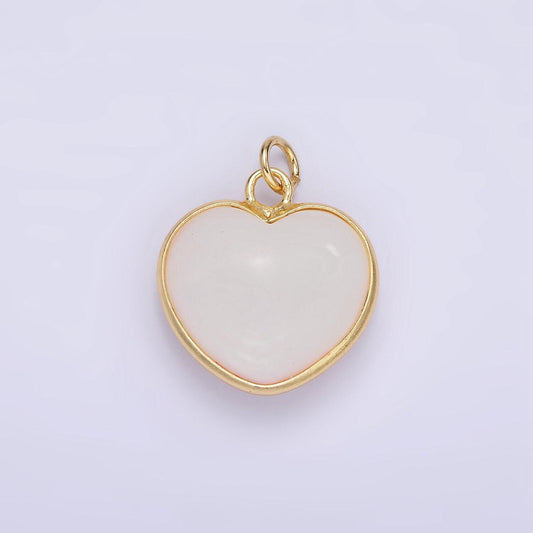 Dainty pearl gold filled heart bezel round pendant charm | d-582