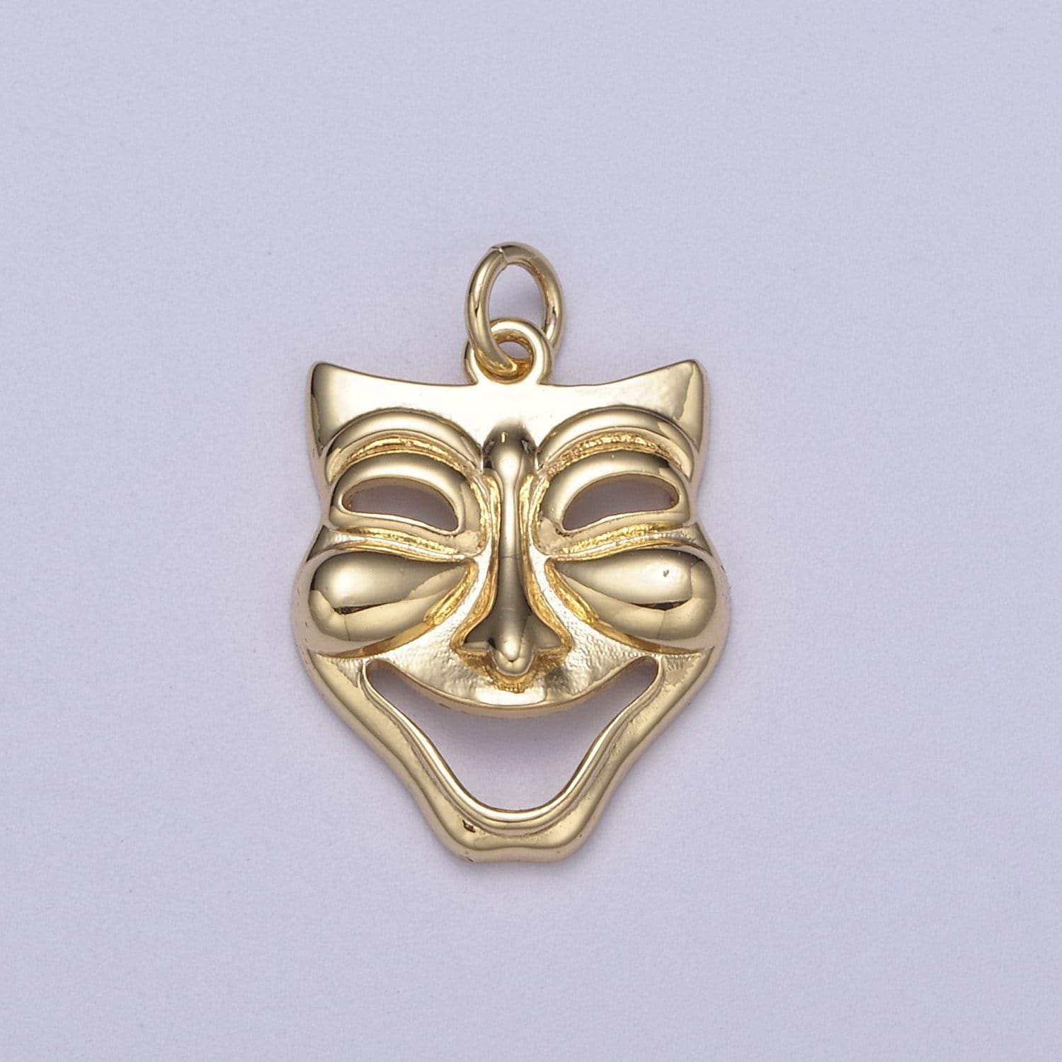 Dainty gold theater mask charm drama play art comedy charm cameo inspired gift c-344