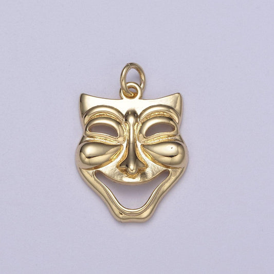Dainty gold theater mask charm drama play art comedy charm cameo inspired gift c-344