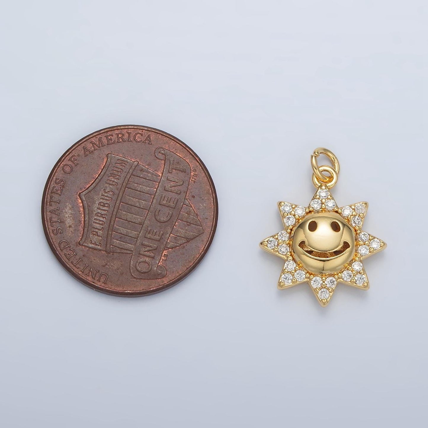 Gold sun charm 24k gold filled sun pendant happy face charm for bracelet necklace for diy jewelry making supply ac105
