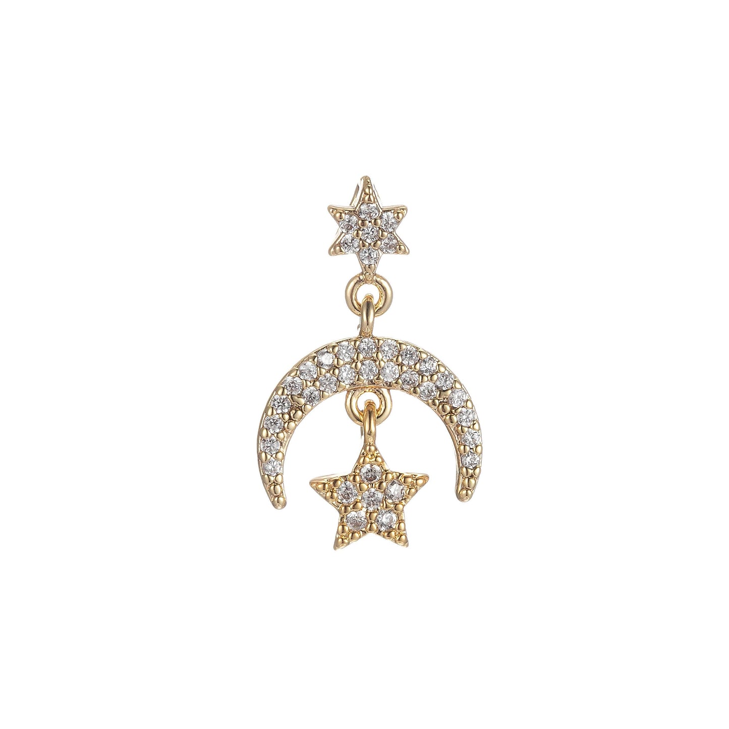 Cubic moon star charms dainty celestial charm pendant for diy jewelry making accessaries micro pave crescent moon charm e866