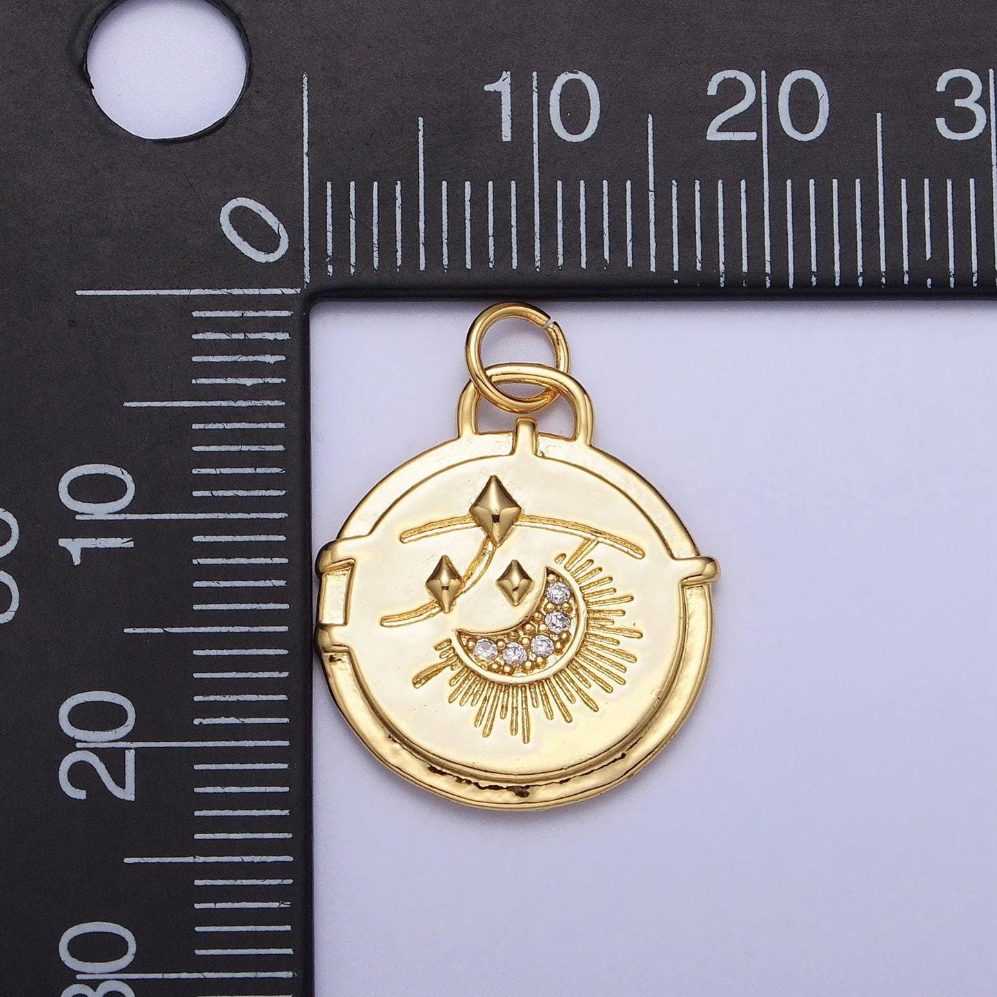 Gold celestial cubic crescent moon charm silver celestial charm pendant gold cz charm pendant, cubic zirconia dainty moon necklace charm