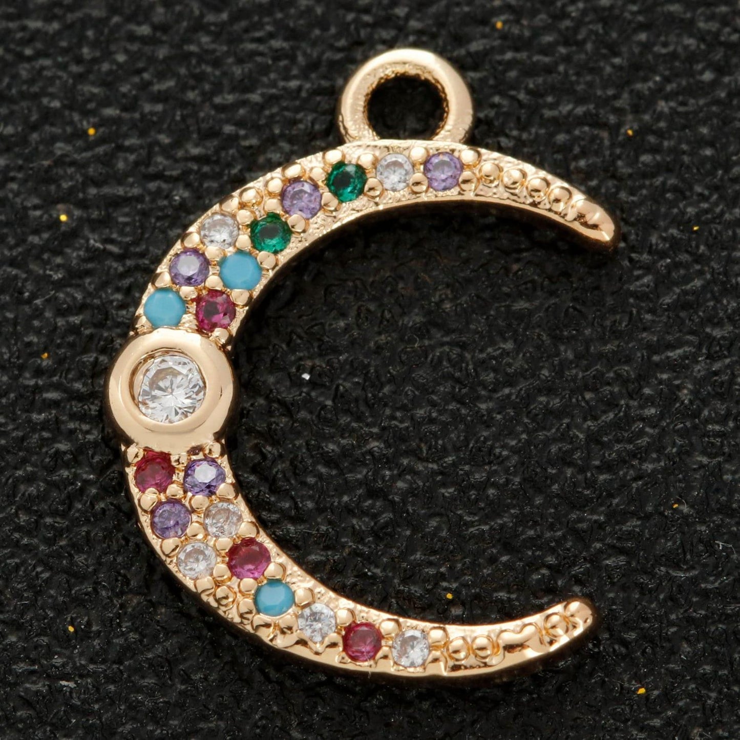 Dainty crescent moon charm celstial jewelry micro pave moon shape curve gold pendant for necklace earring bracelet supply