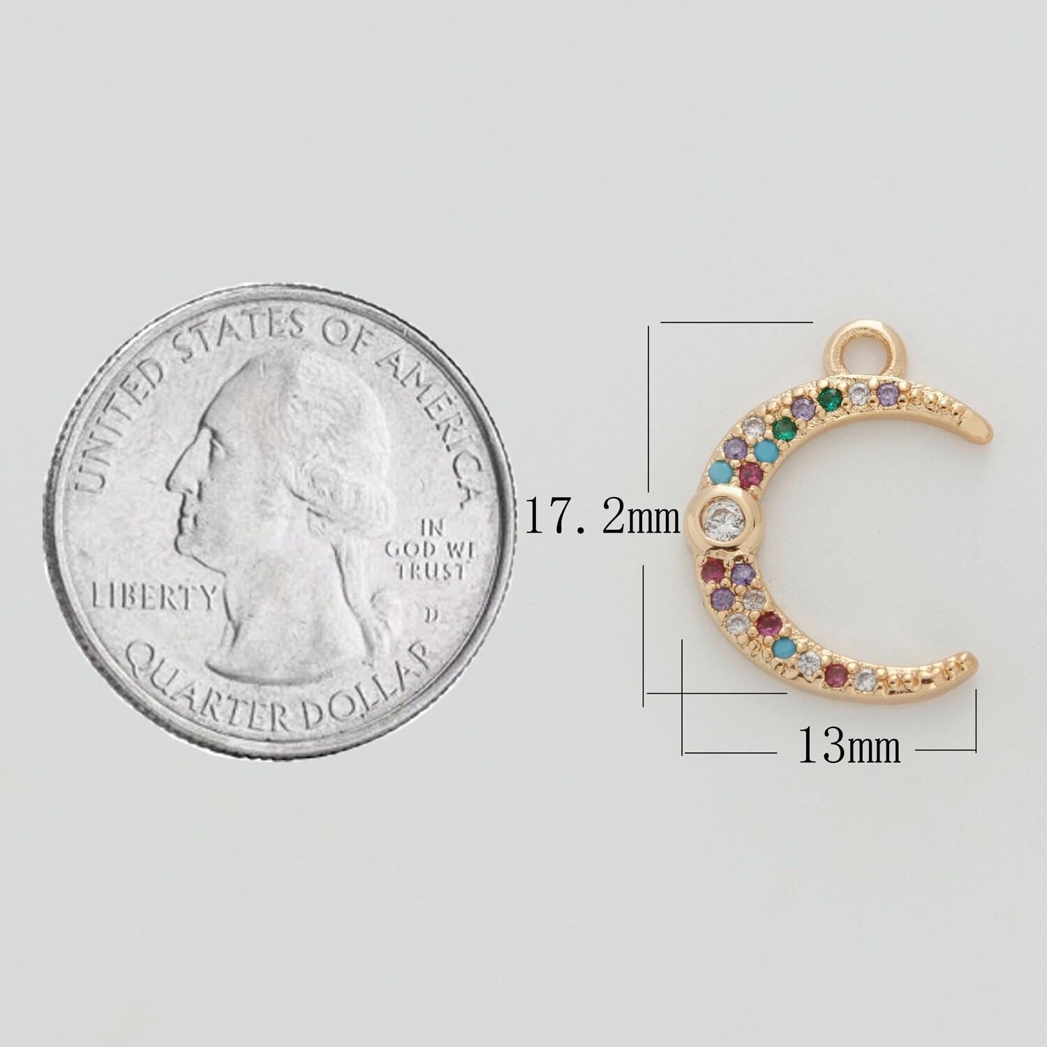 Dainty crescent moon charm celstial jewelry micro pave moon shape curve gold pendant for necklace earring bracelet supply