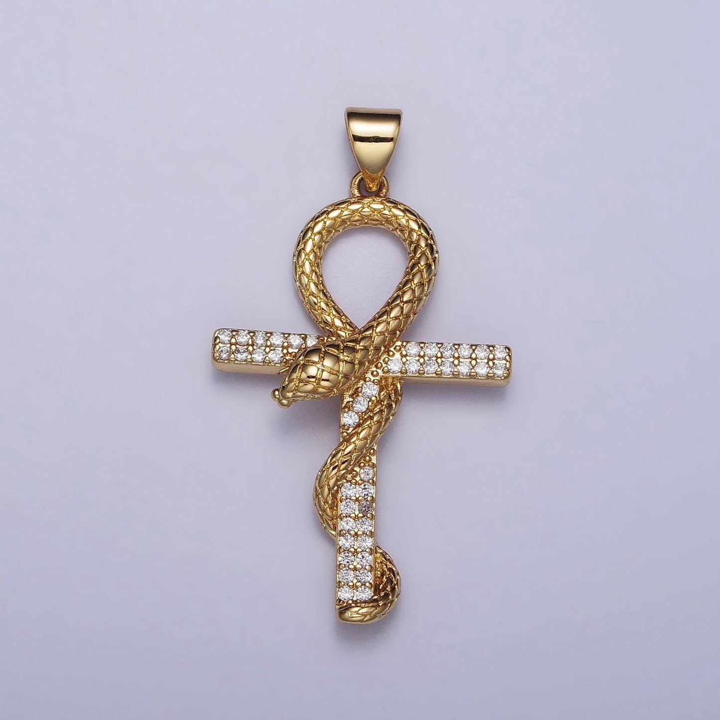 18k gold filled ankh, symbol of life, egyptian pantheon, crux ansata, cubic serpent necklace pendant charm gold snake cross pendant aa392