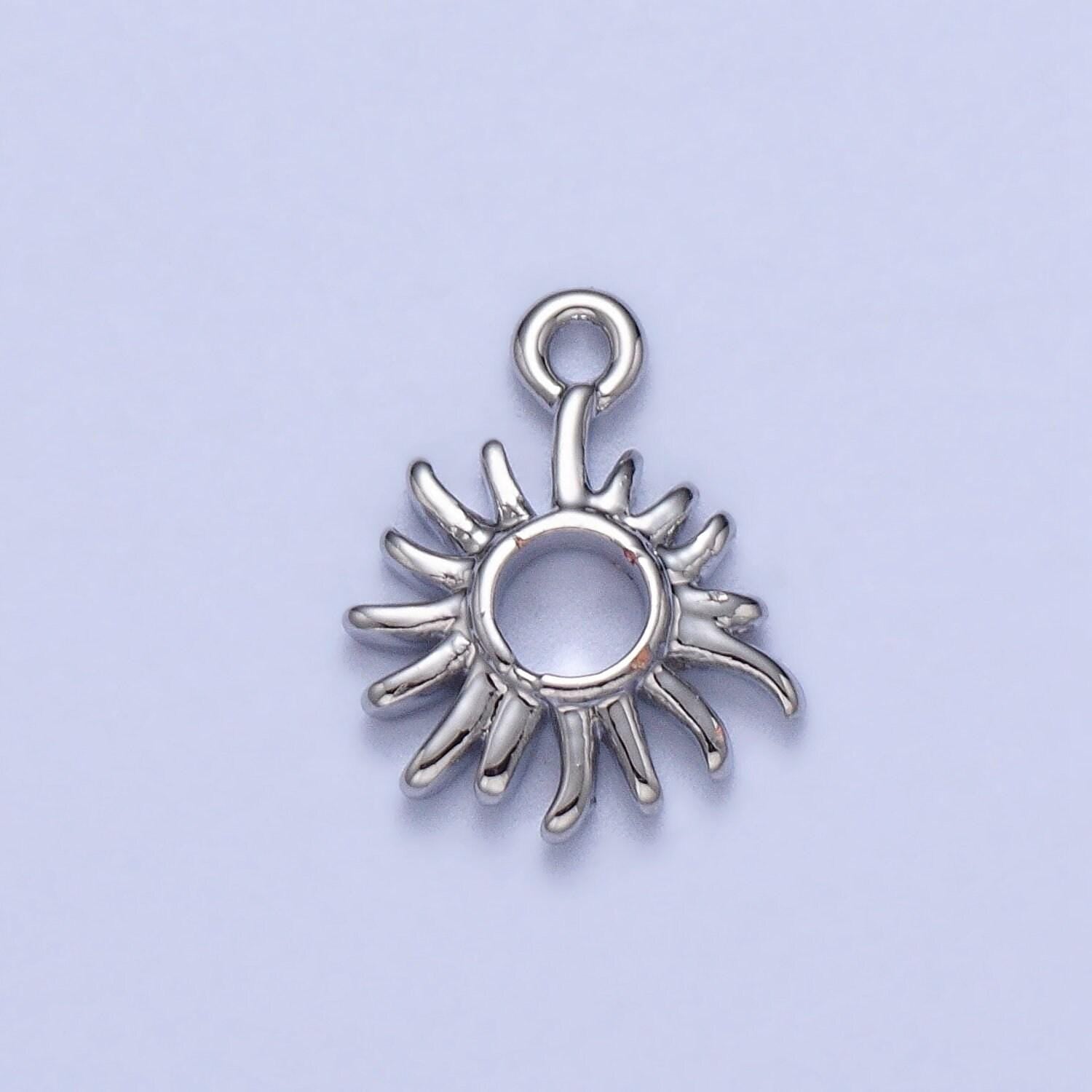 Mini gold sun charm celestial charm bohemian yogi charm jewelry finding silver sun ray charm for necklace bracelet earring supply ac040
