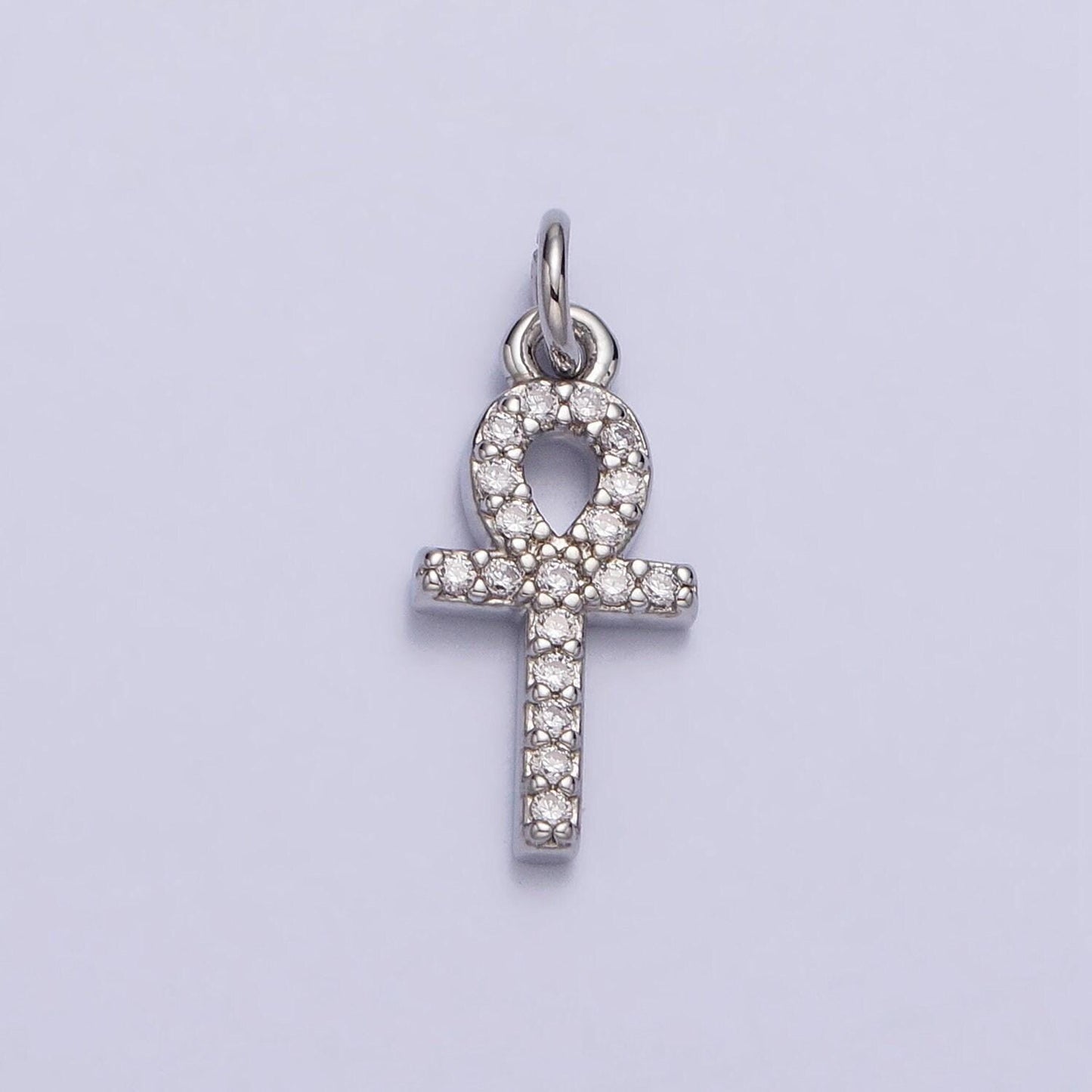 Small gold ankh symbol pendant charm, egyptian jewelry supply for diy necklace making, the key of life cubic zirconia cz pendant ac226