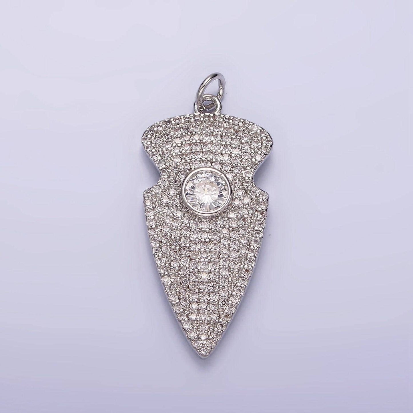 14k gold filled 35mm clear cz micro paved arrow point charm in silver, gold, black | n1126 - n1128