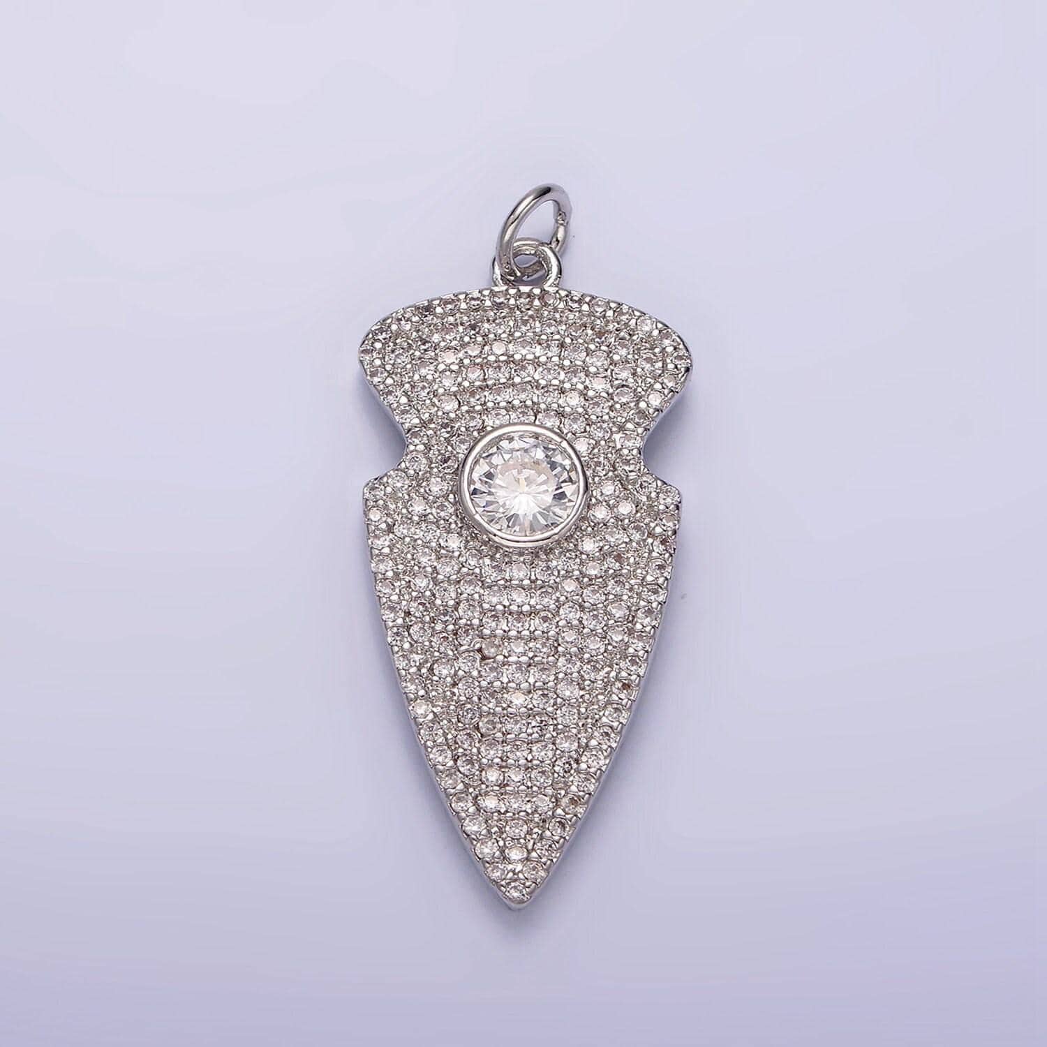 14k gold filled 35mm clear cz micro paved arrow point charm in silver, gold, black | n1126 - n1128