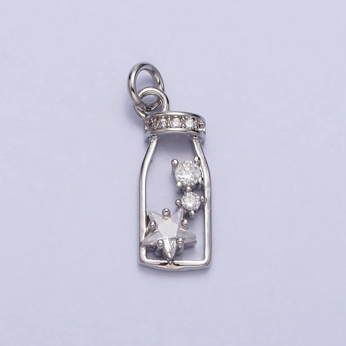 Mini gold bottle charm with cz star n-277