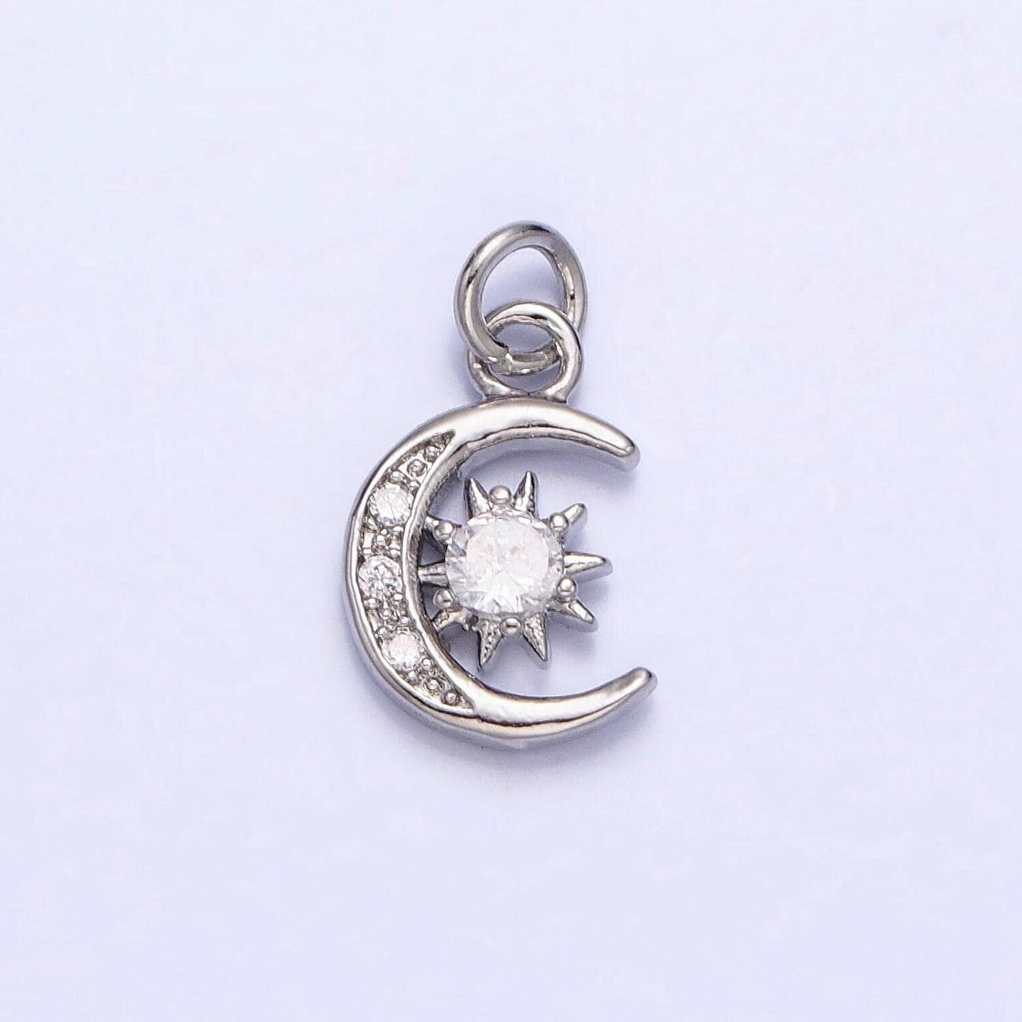 Mini moon charm, micro pave cz small crescent moon charms, dainty pave moon charm, dangle charms for jewelry supply ac1042