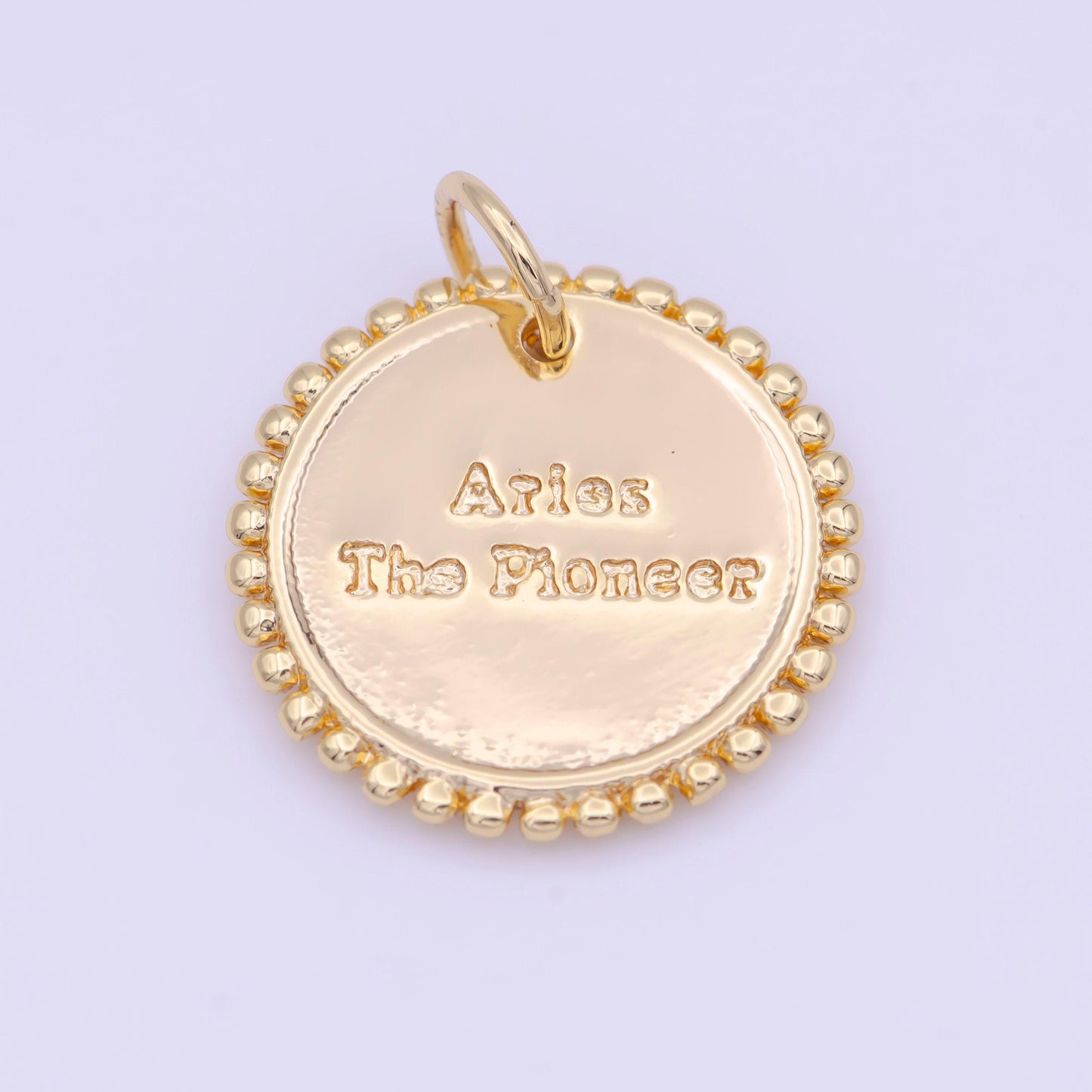 New design 14k gold filled double sided zodiac charm horoscope astrology personalized coin charm cz round disc pendant| a1803-1808