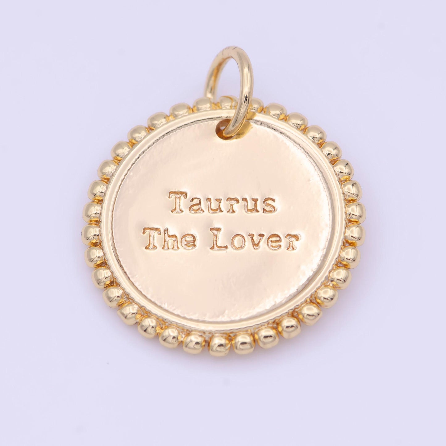 New design 14k gold filled double sided zodiac charm horoscope astrology personalized coin charm cz round disc pendant| a1803-1808
