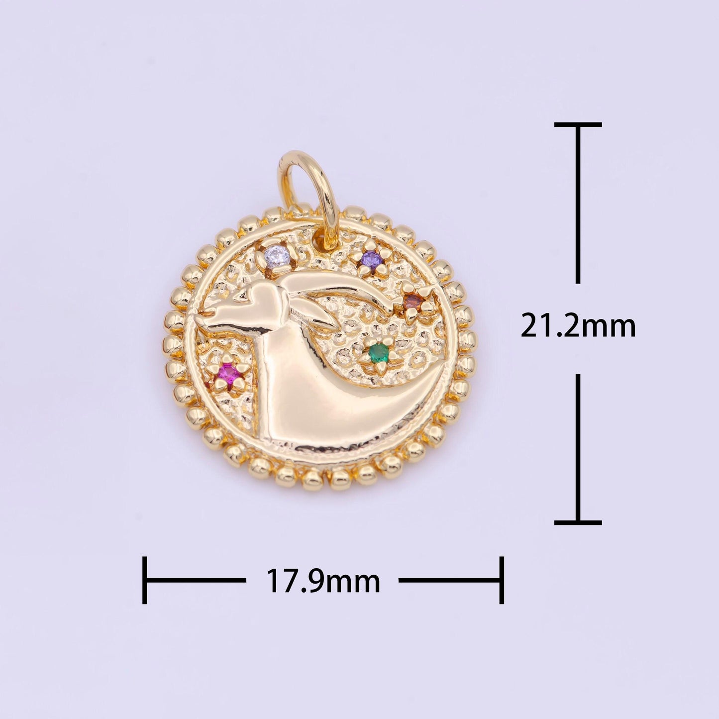 New design 14k gold filled double sided zodiac charm horoscope astrology personalized coin charm cz round disc pendant| a1803-1808