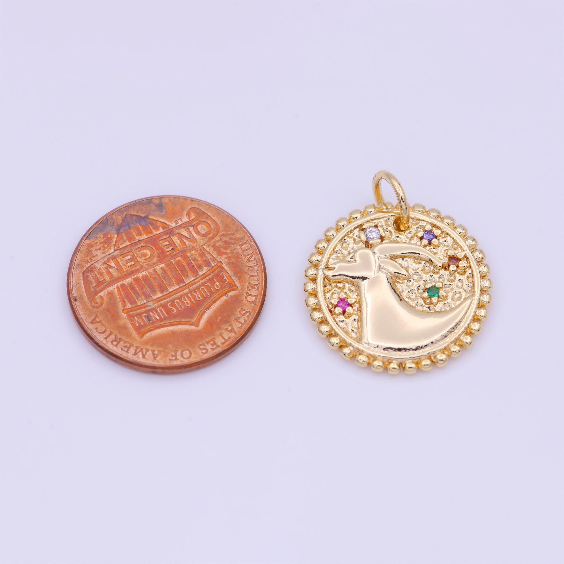 New design 14k gold filled double sided zodiac charm horoscope astrology personalized coin charm cz round disc pendant| a1803-1808