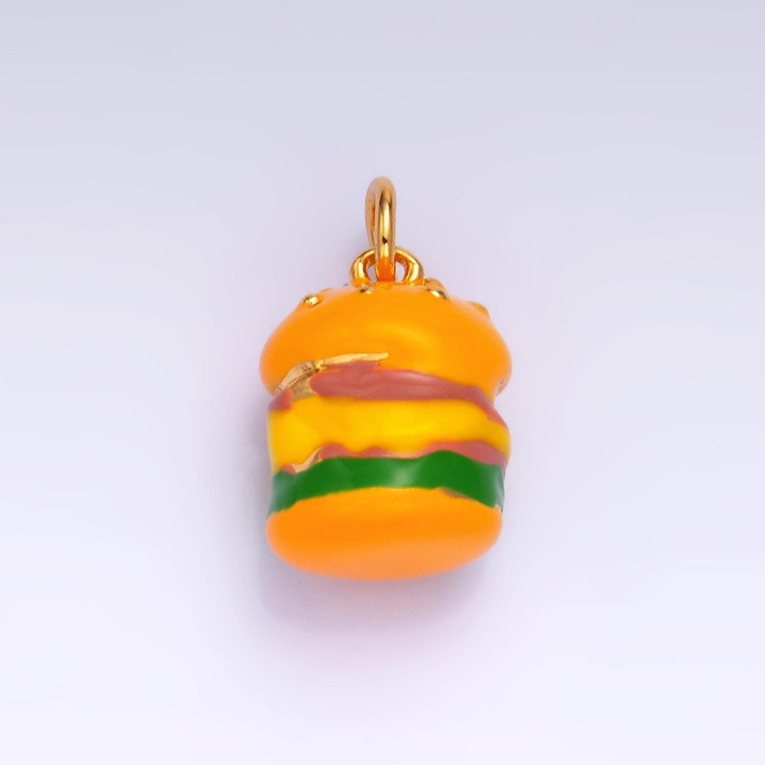 3d cute mini burger charm cheese burger enamel charm for bracelet earring necklace junk food jewelry inspired supply | w343