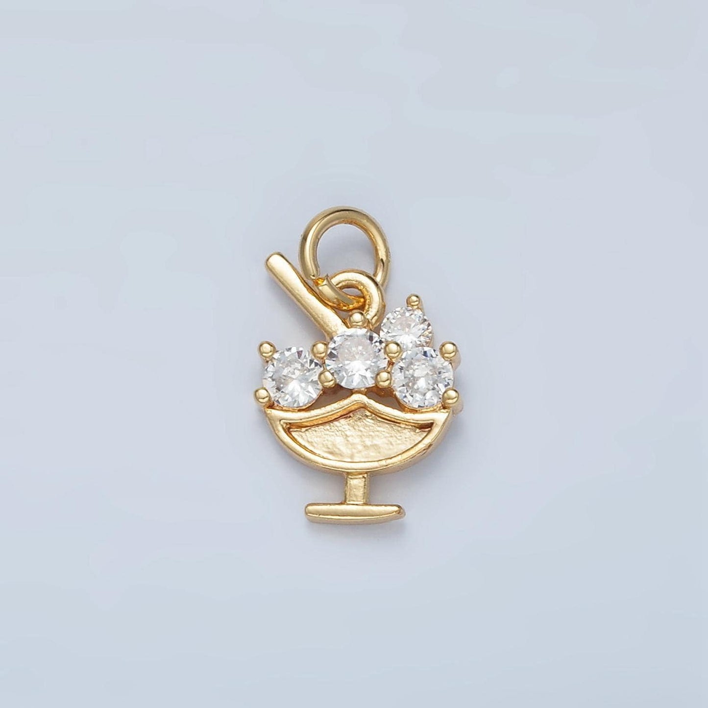Mini 14k gold filled micro pave cz ice cream pendant charm, sundae ice cream pendant charm, desert pendant, for diy jewelry making n1479