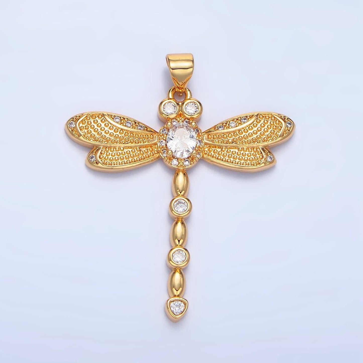 Cz paved geometric dragonfly gold filled insect pendant | aa-949