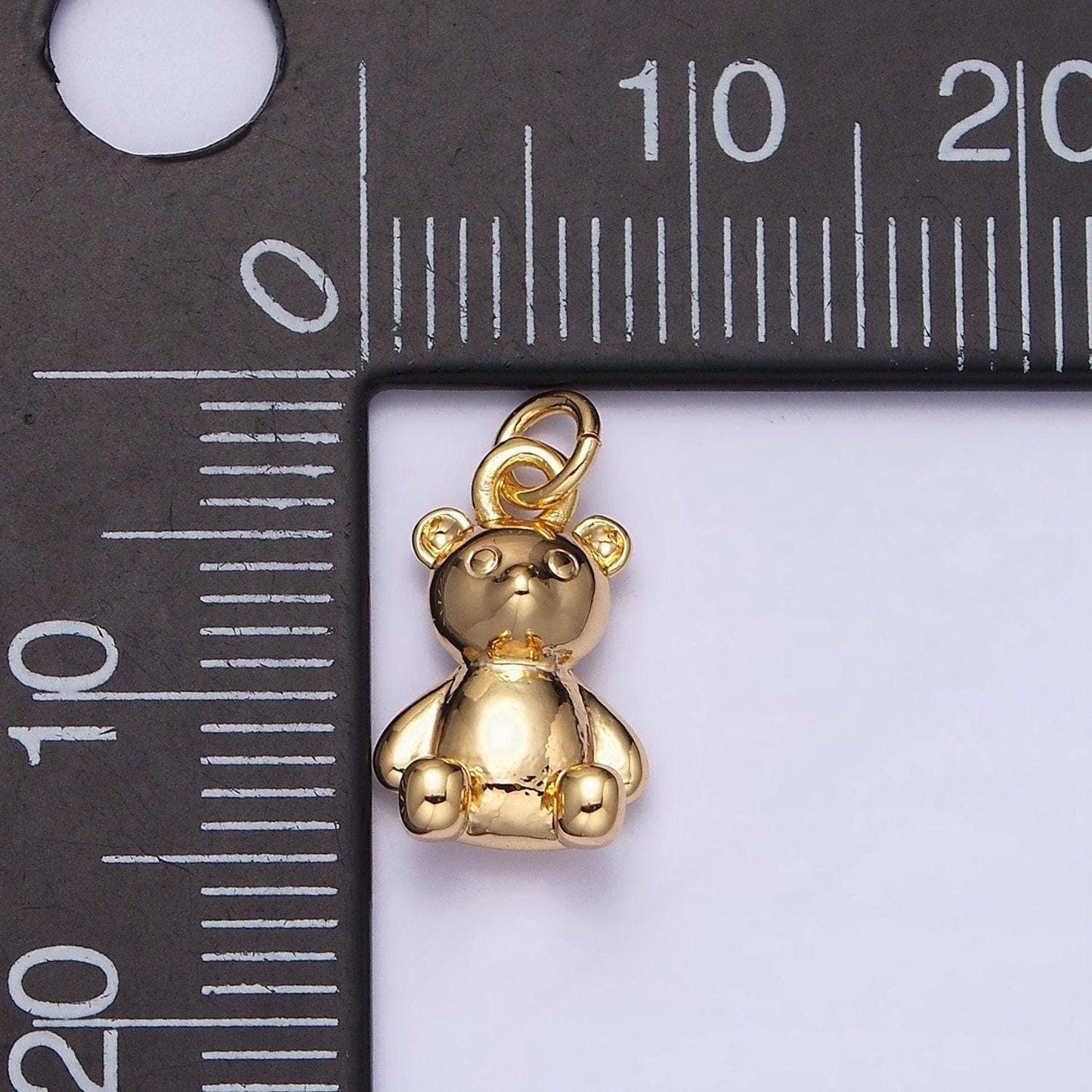 16k gold filled teddy bear sitting animal add-on charm in gold & silver | ac1294 ac1295