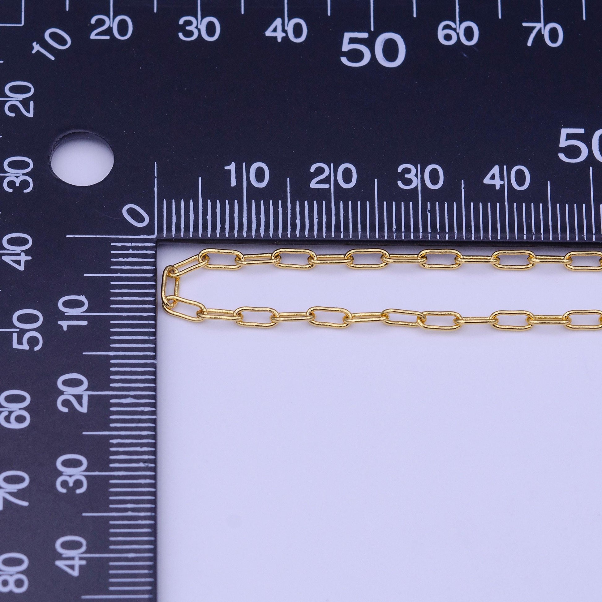 24k gold filled paper clip cable necklace chain, layering 2mm cable chain dainty necklace, for pendant charm necklace making wa-1454