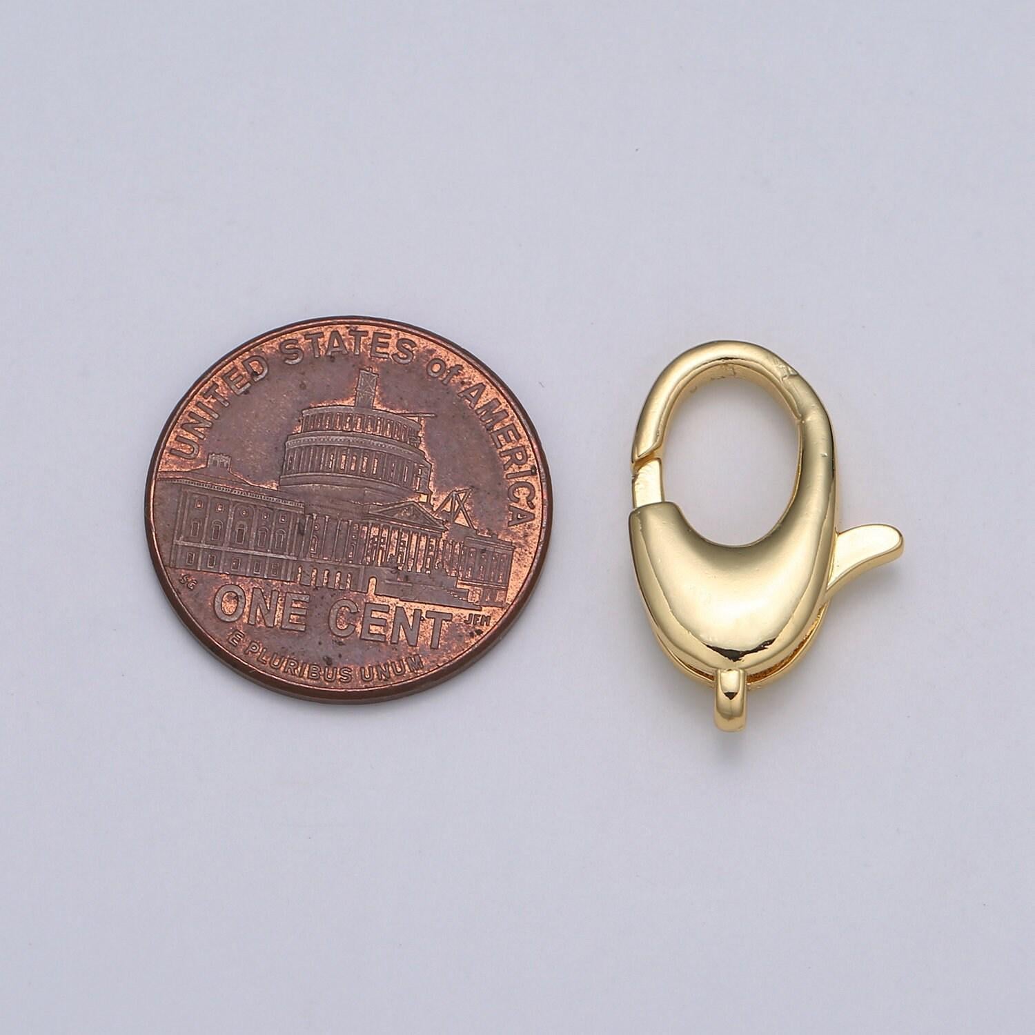 1pc wholesale lobster clasp 24k gold , oval lobster claw for jewelry making, size option 19.6mmx12.8mm, supp-1110