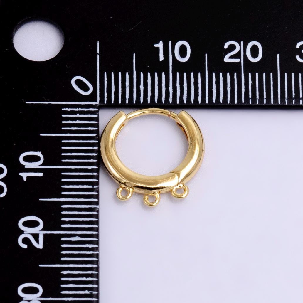 15mm minimalist hoop earrings with triple open link ring for charms for jewelry making | z-1009