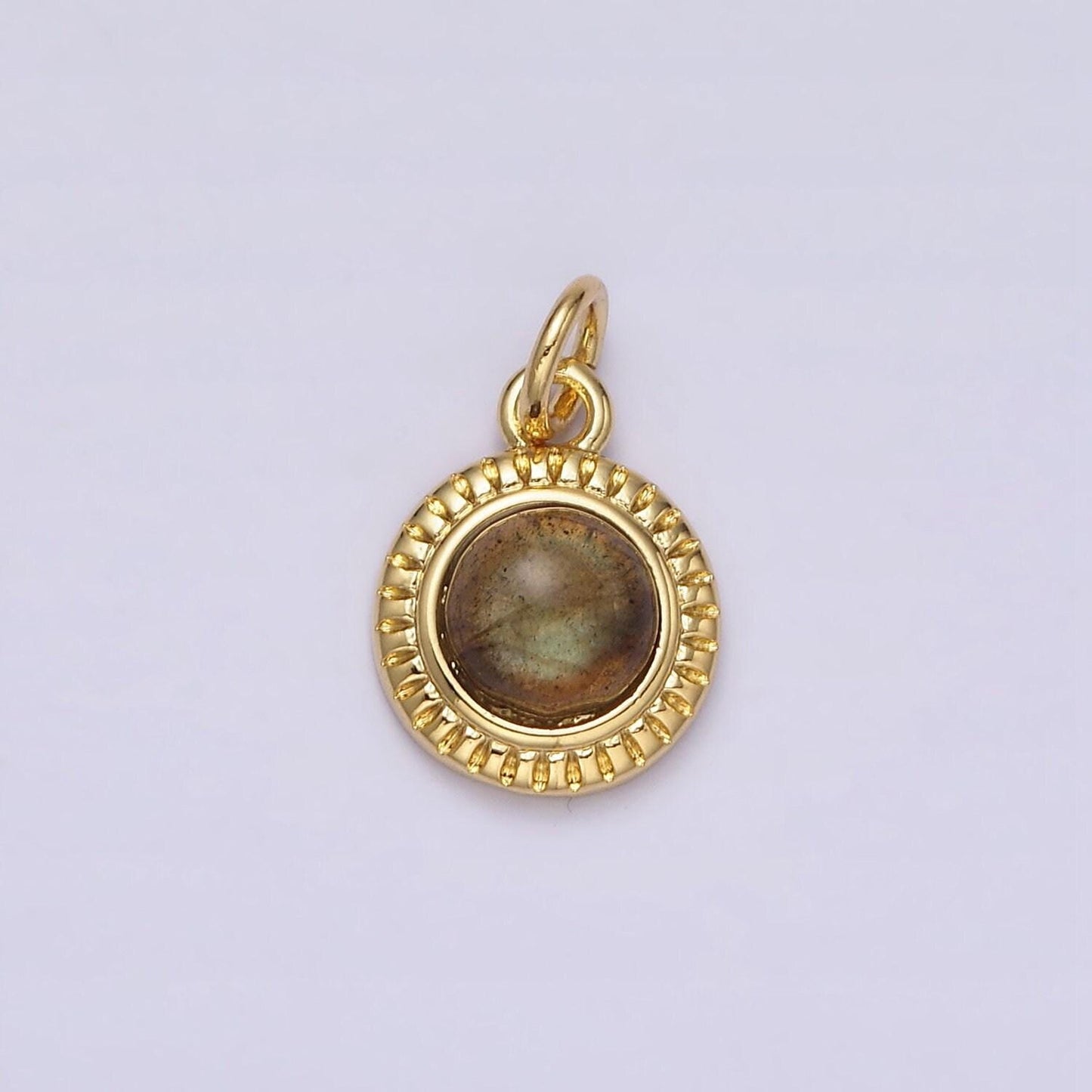 24k gold filled rose quartz, aventurine, labradorite, blue agate, amethyst round pendant | aa195 - aa199