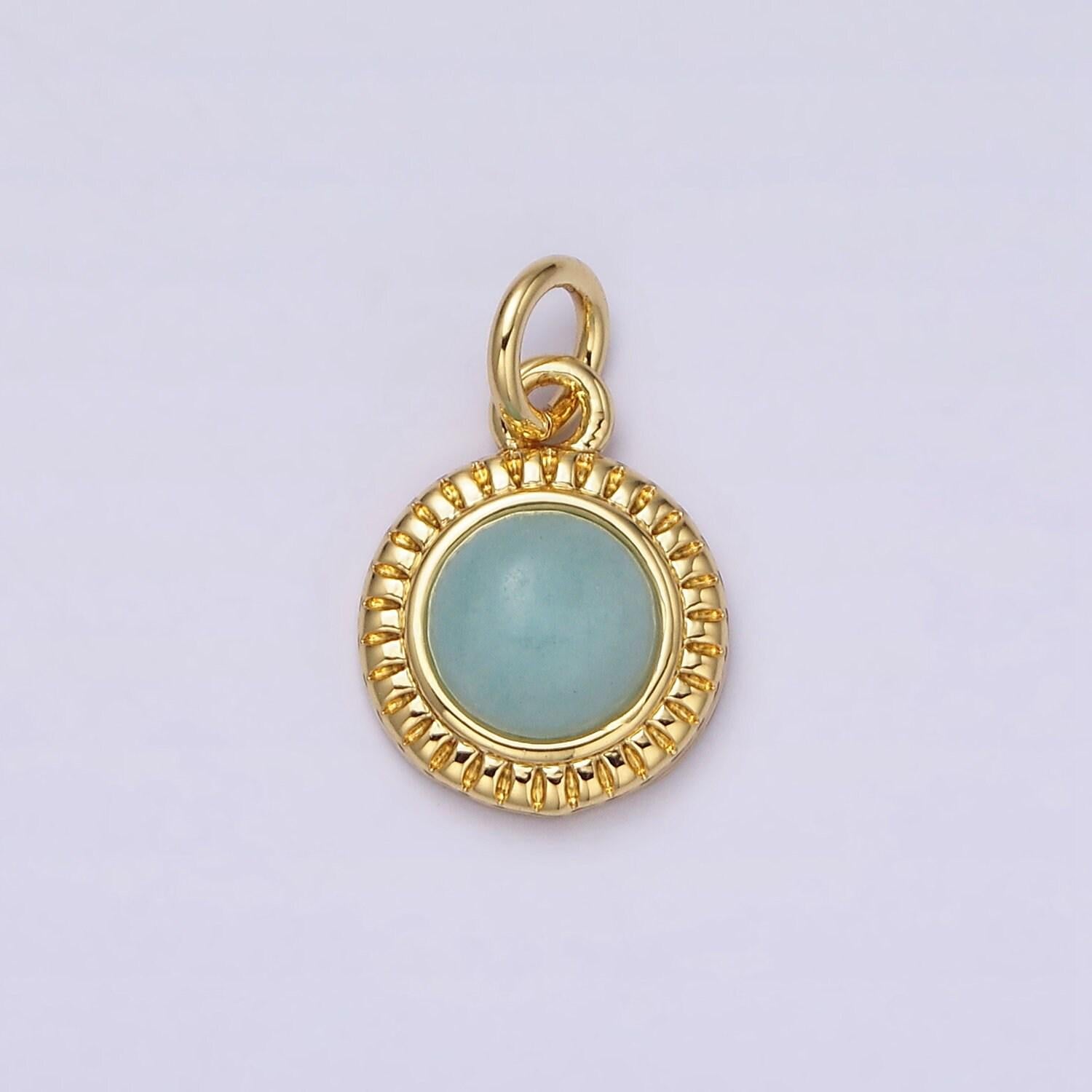 24k gold filled rose quartz, aventurine, labradorite, blue agate, amethyst round pendant | aa195 - aa199