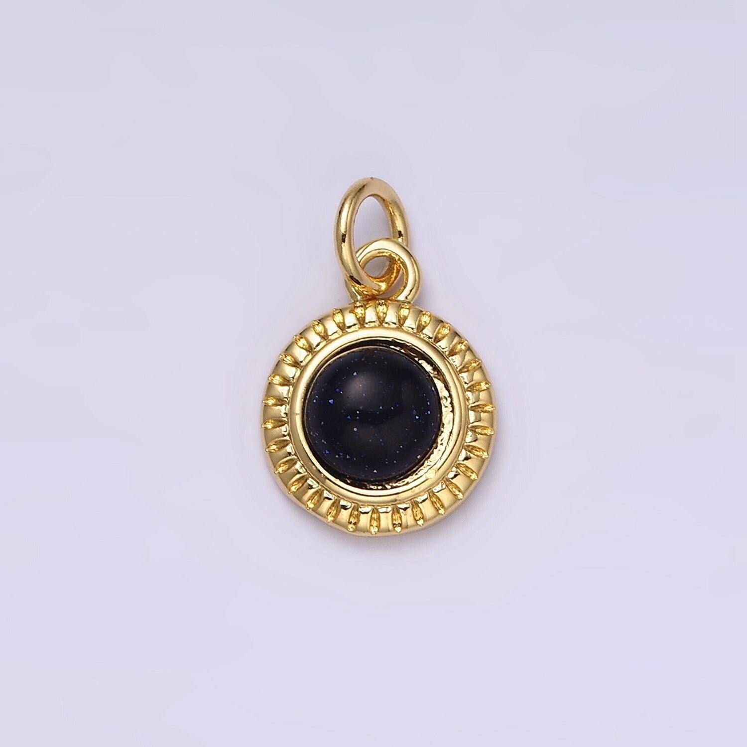 24k gold filled rose quartz, aventurine, labradorite, blue agate, amethyst round pendant | aa195 - aa199