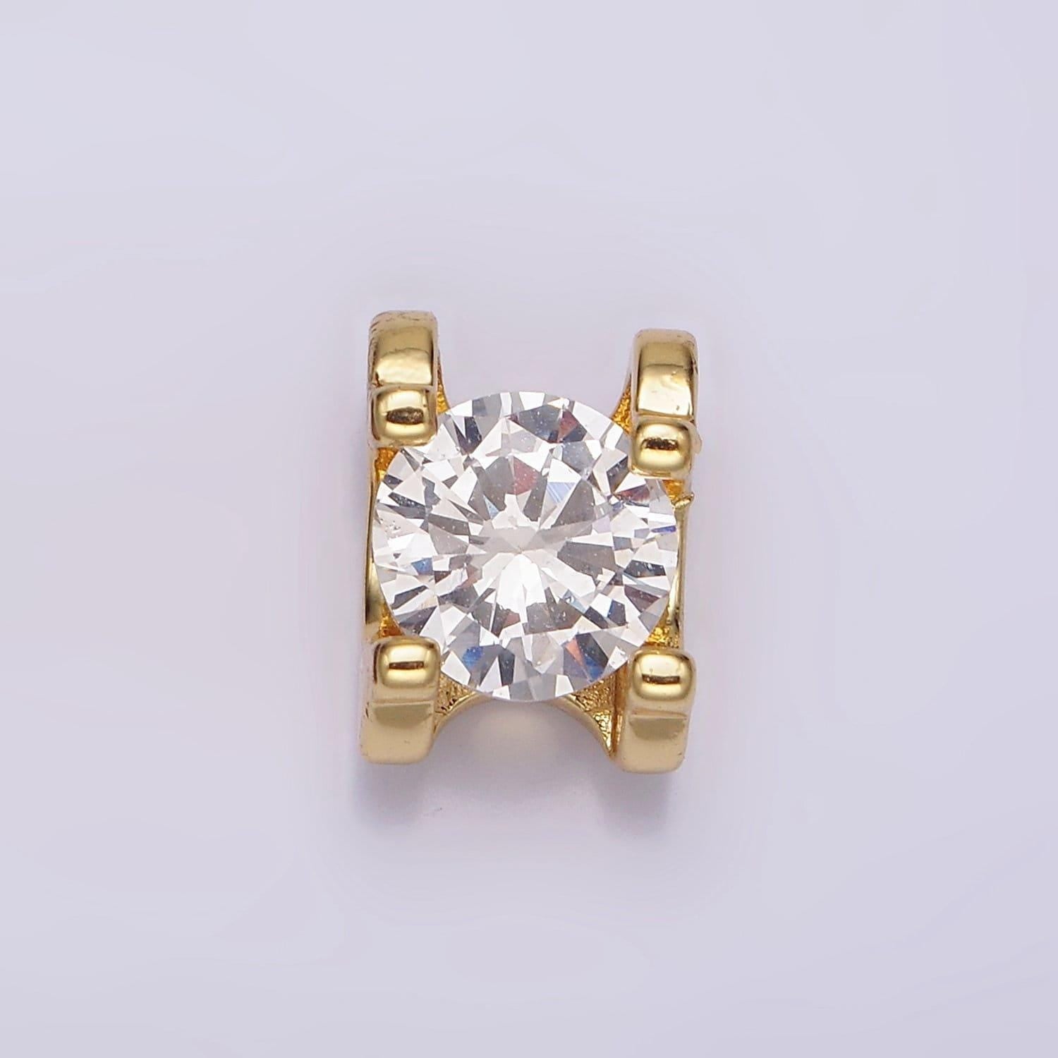 14k gold filled 11mm clear cz round claw bead | b842