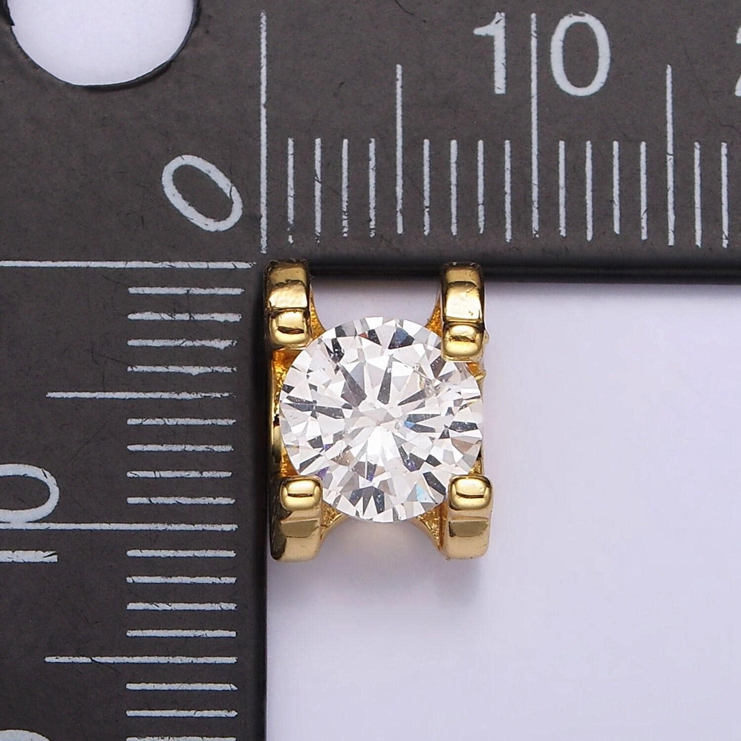 14k gold filled 11mm clear cz round claw bead | b842