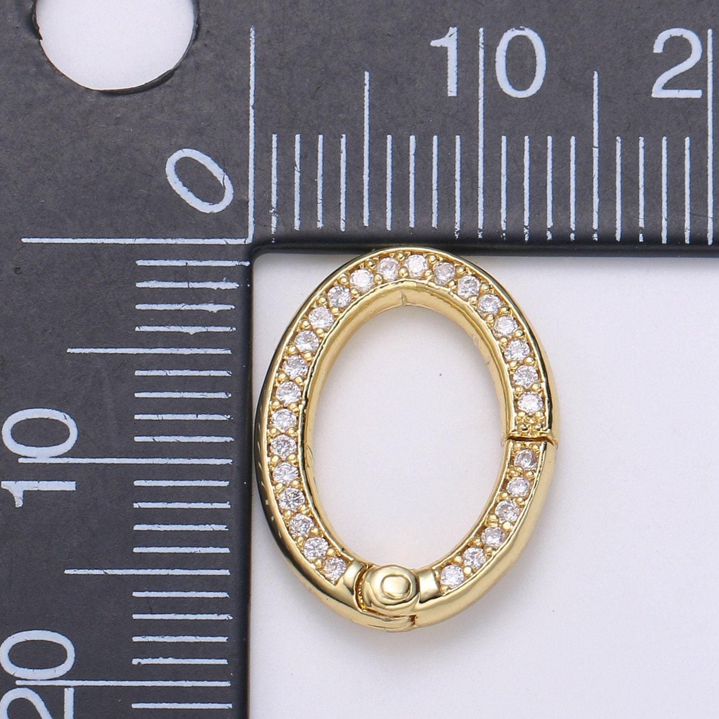 1 pc cz pave 24k gold spring gate ring, 15 mm push gate ring, oval charm holder clasp for connector, wristlet holder k147, k148