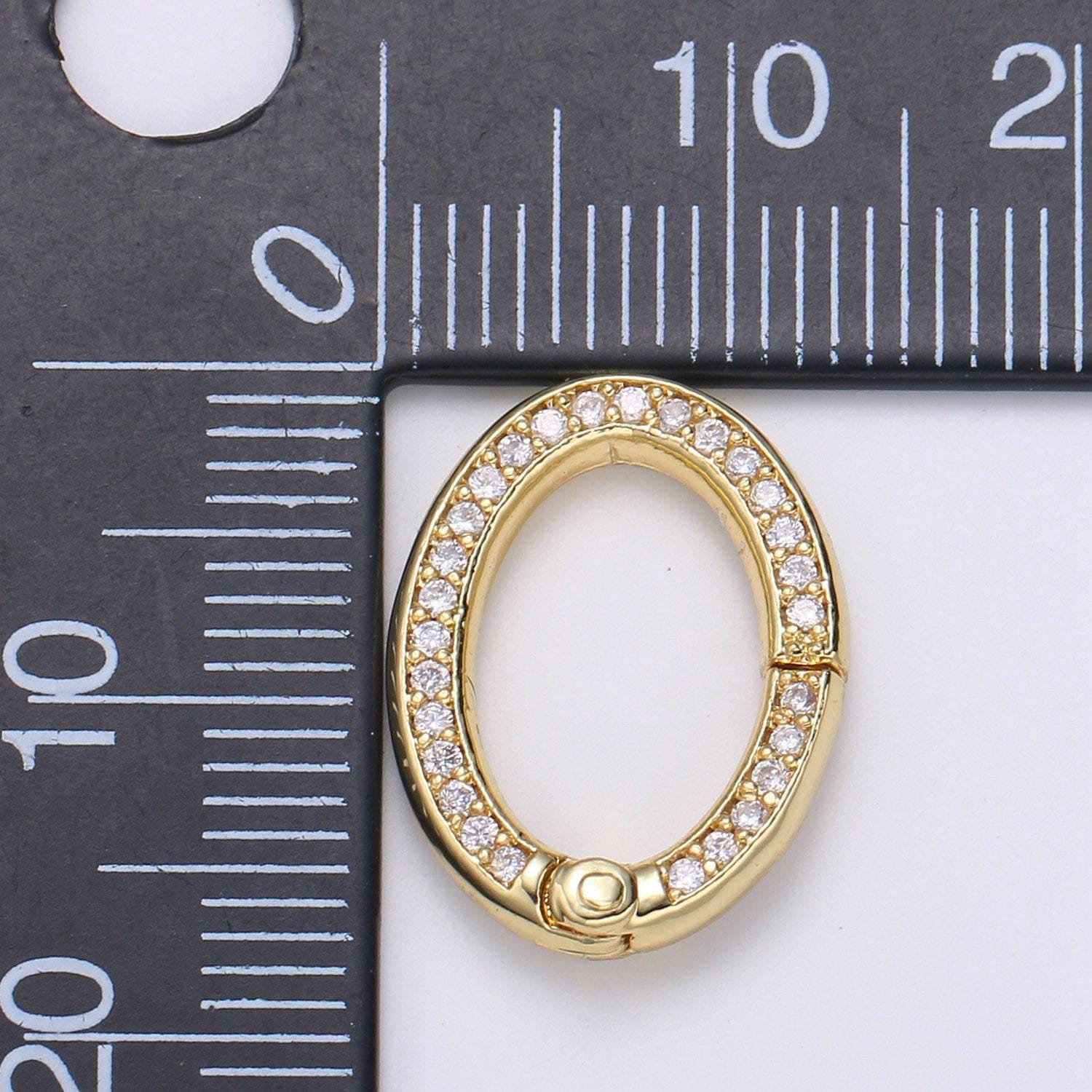 1 pc cz pave 24k gold spring gate ring, 15 mm push gate ring, oval charm holder clasp for connector, wristlet holder k147, k148