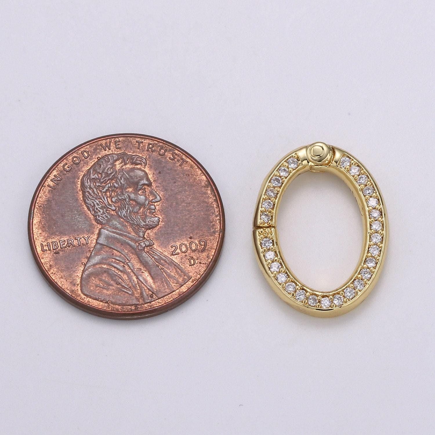1 pc cz pave 24k gold spring gate ring, 15 mm push gate ring, oval charm holder clasp for connector, wristlet holder k147, k148