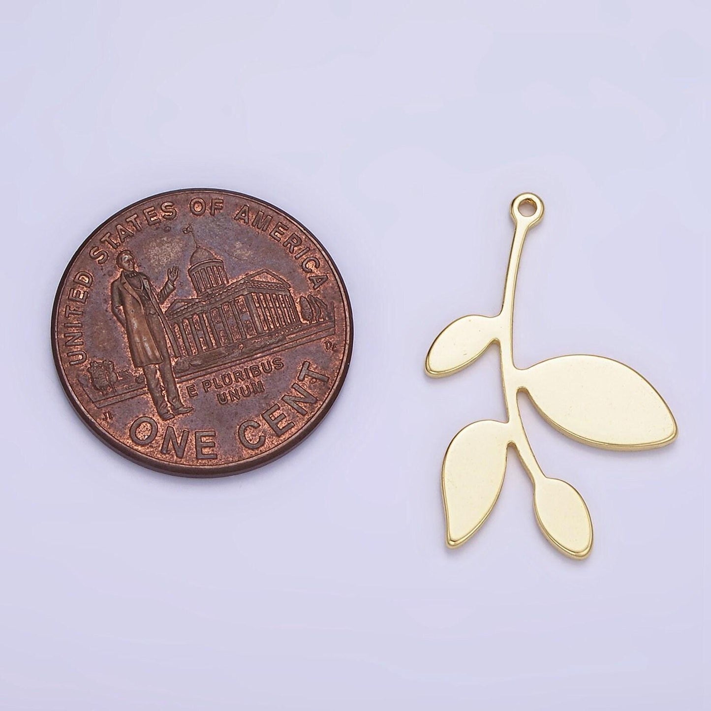 14k gold filled spring leaf charm 24mm | ag-636