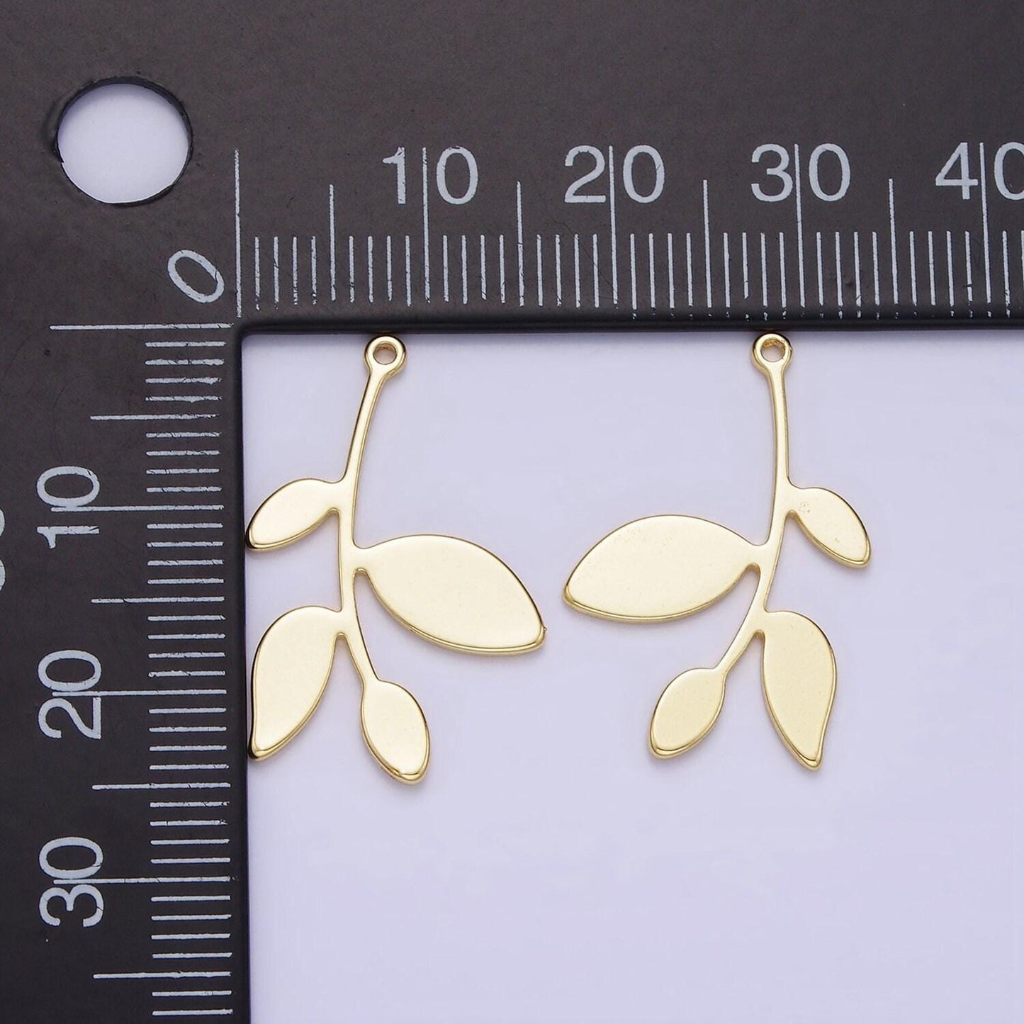 14k gold filled spring leaf charm 24mm | ag-636