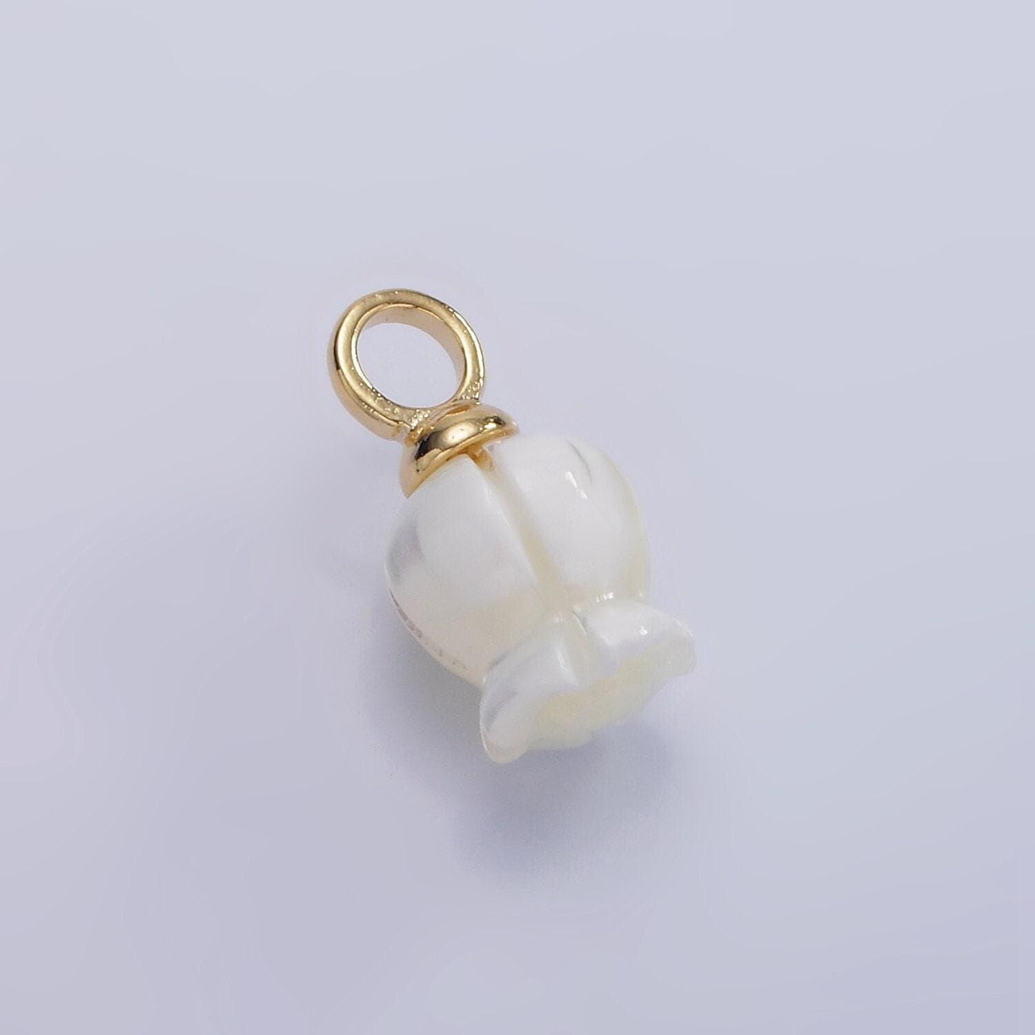 Dainty pearl gold flower bud charms 14x8mm 14k gold filled charm for drop pendant necklace bracelet earring component ag689