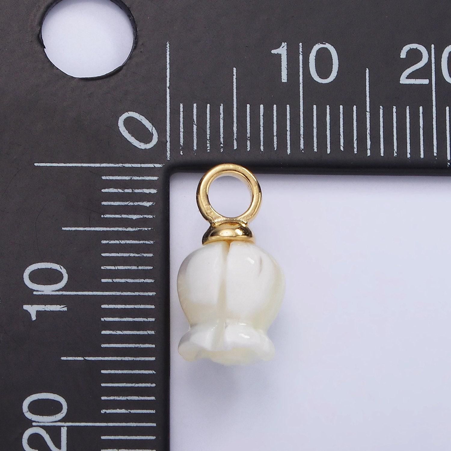 Dainty pearl gold flower bud charms 14x8mm 14k gold filled charm for drop pendant necklace bracelet earring component ag689