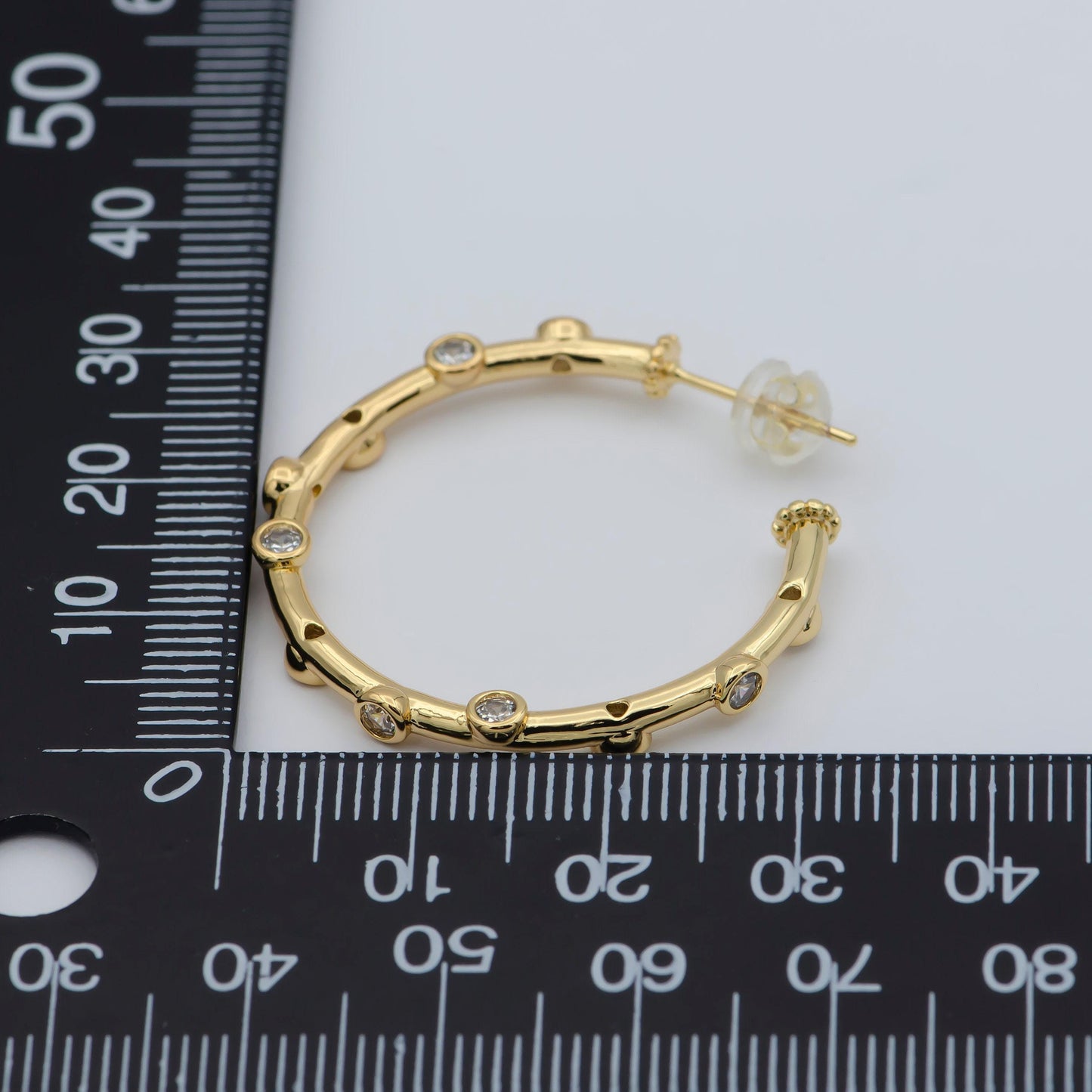 1 pair zirconia hoop earring - cz hoop - -elegant earring -dainty earring - minimalist jewelry- delicate earring