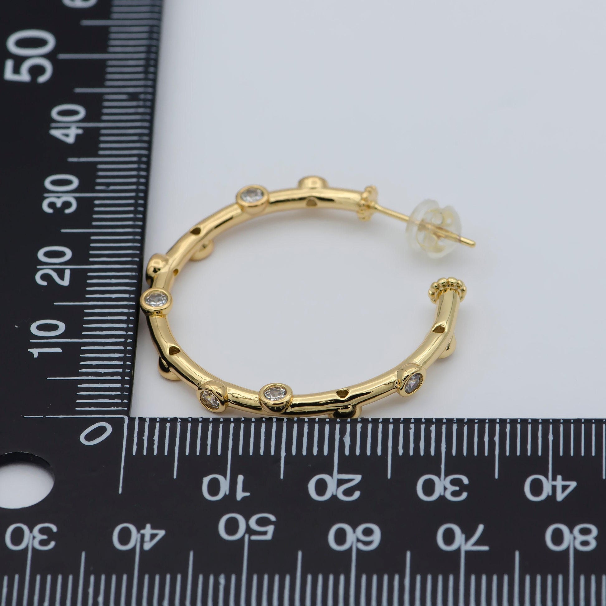 1 pair zirconia hoop earring - cz hoop - -elegant earring -dainty earring - minimalist jewelry- delicate earring