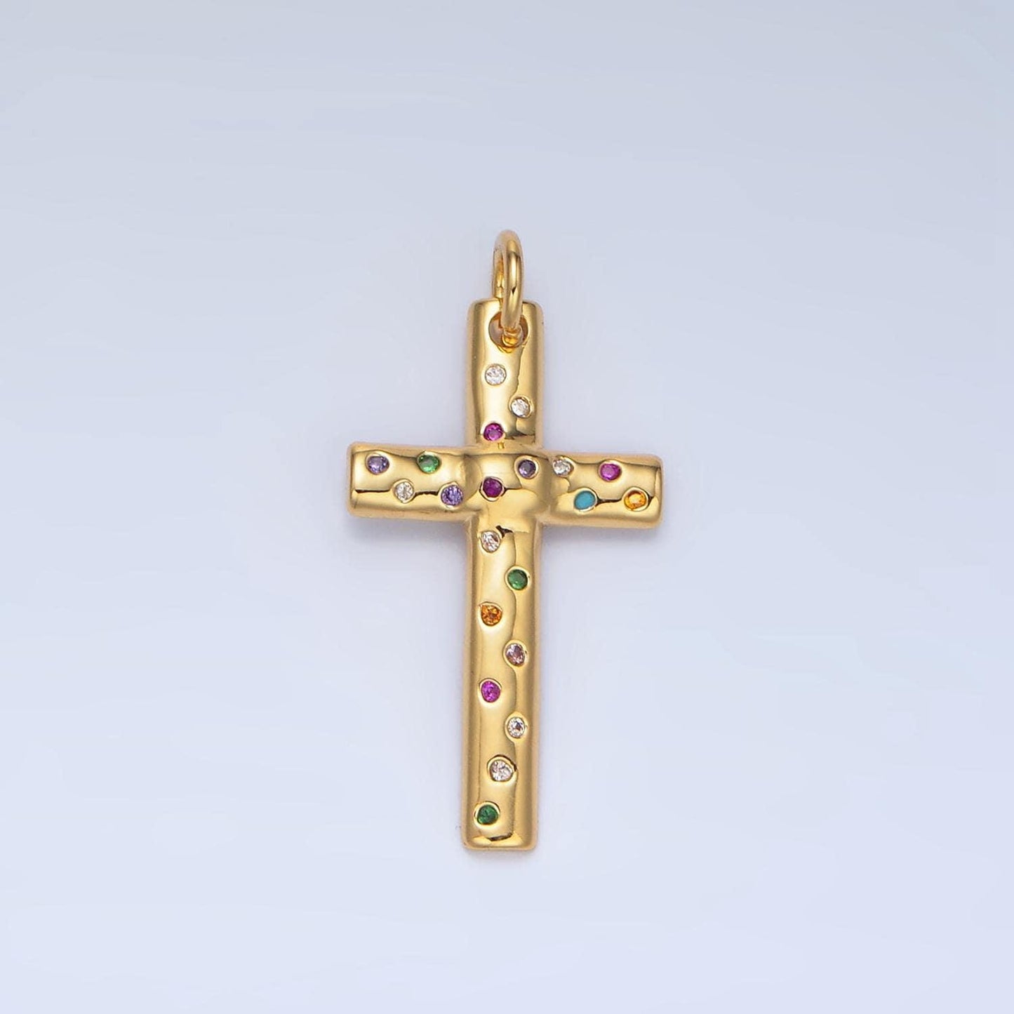 Multi color cz cross charm pendant 24k gold filled charm religious jewelry bracelet necklace making x606