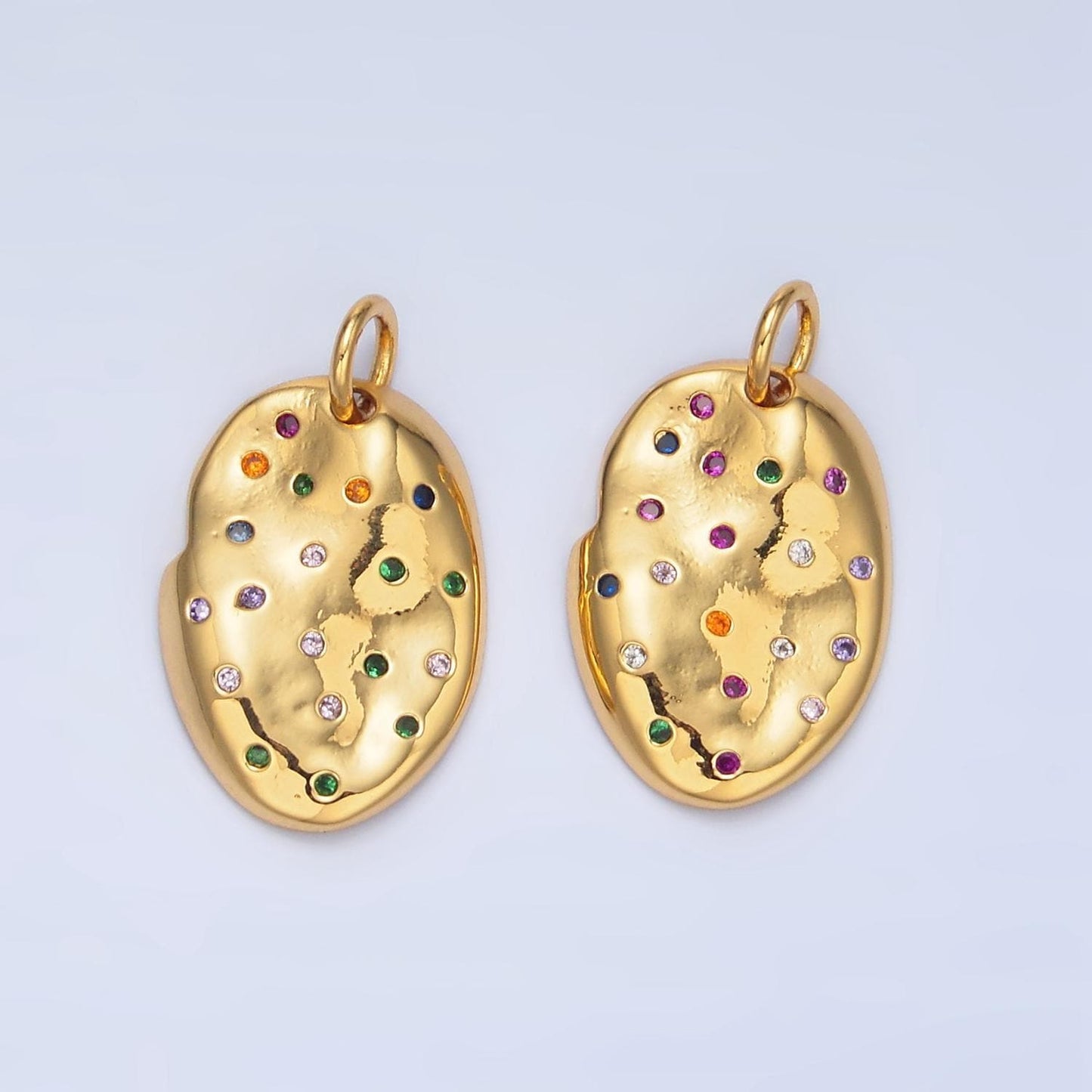 Multi color cz oval charm pendant 24k gold filled charm geometric jewelry bracelet necklace making x607