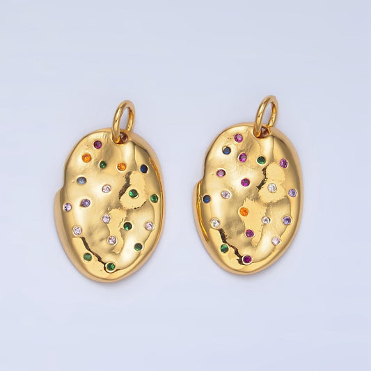 Multi color cz oval charm pendant 24k gold filled charm geometric jewelry bracelet necklace making x607